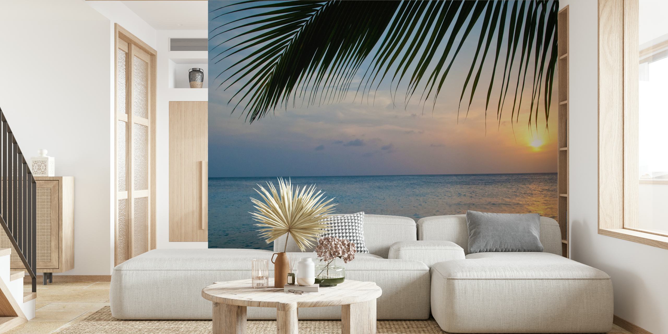 ταπετσαρία Caribbean Sunset Ocean Palm