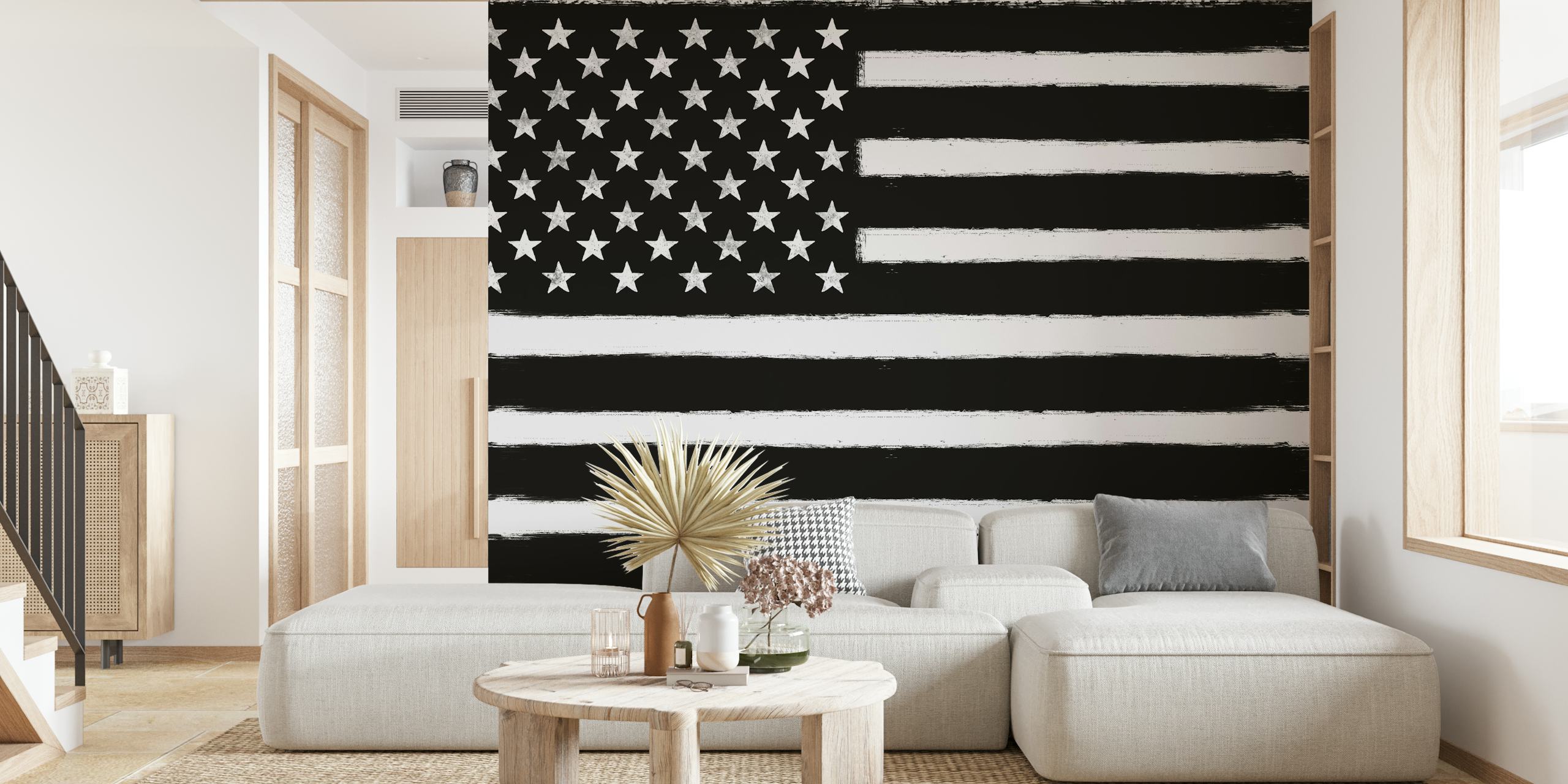 Černobrázné zobrazení American flag nástěnné malby