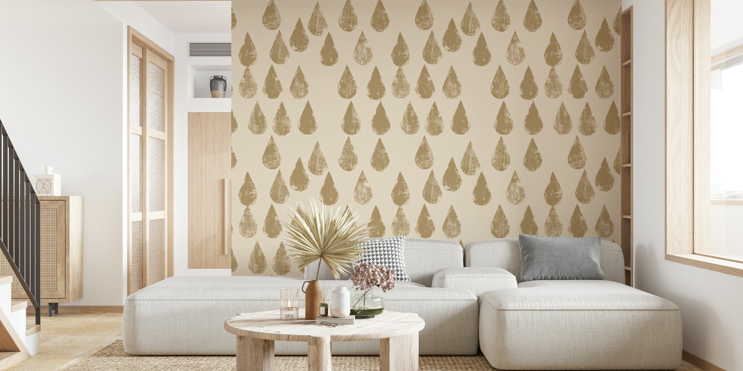 Design de papier peint Golden Drops dans une chambre