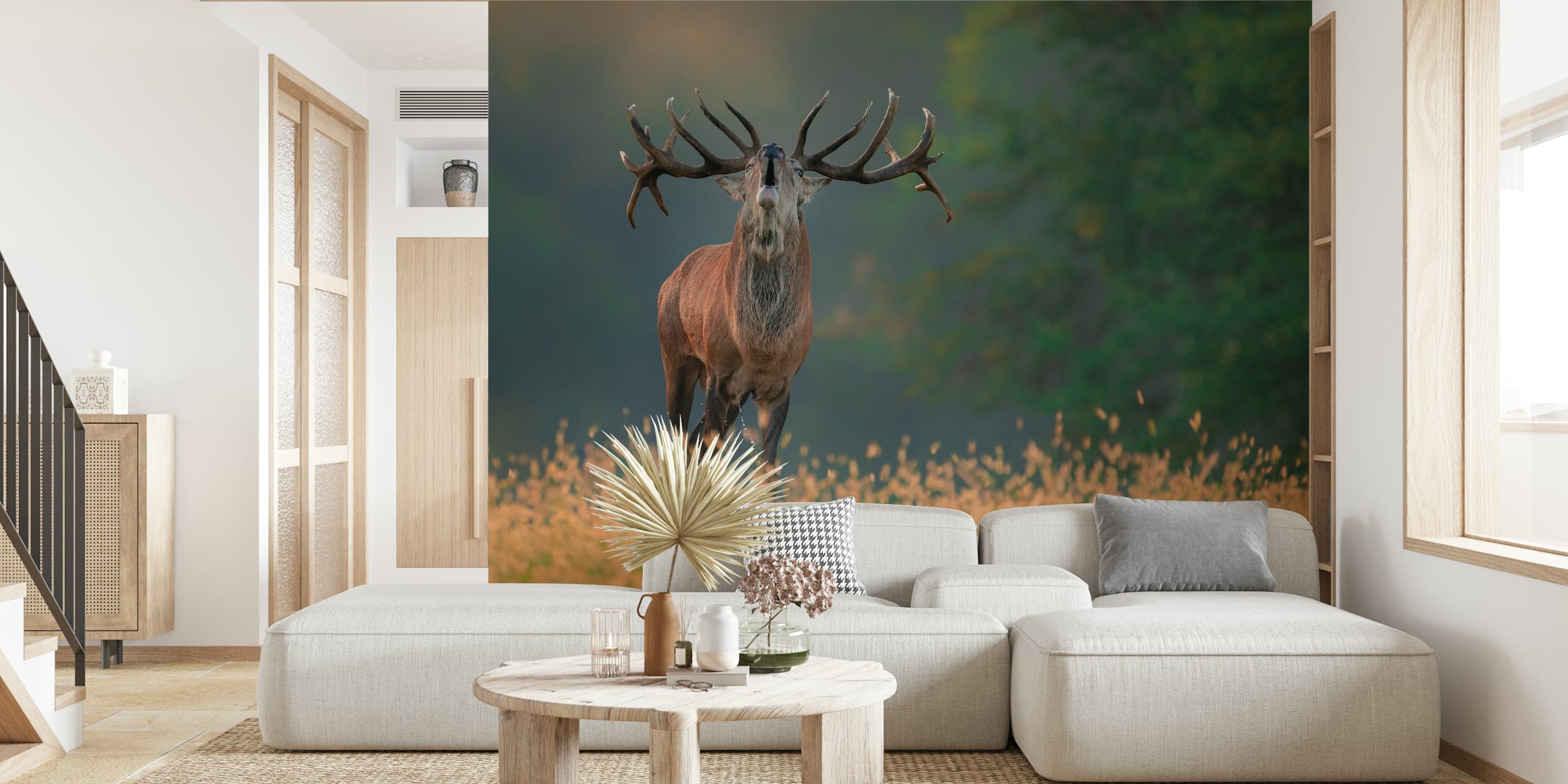 Majestic deer in a serene meadow wall mural