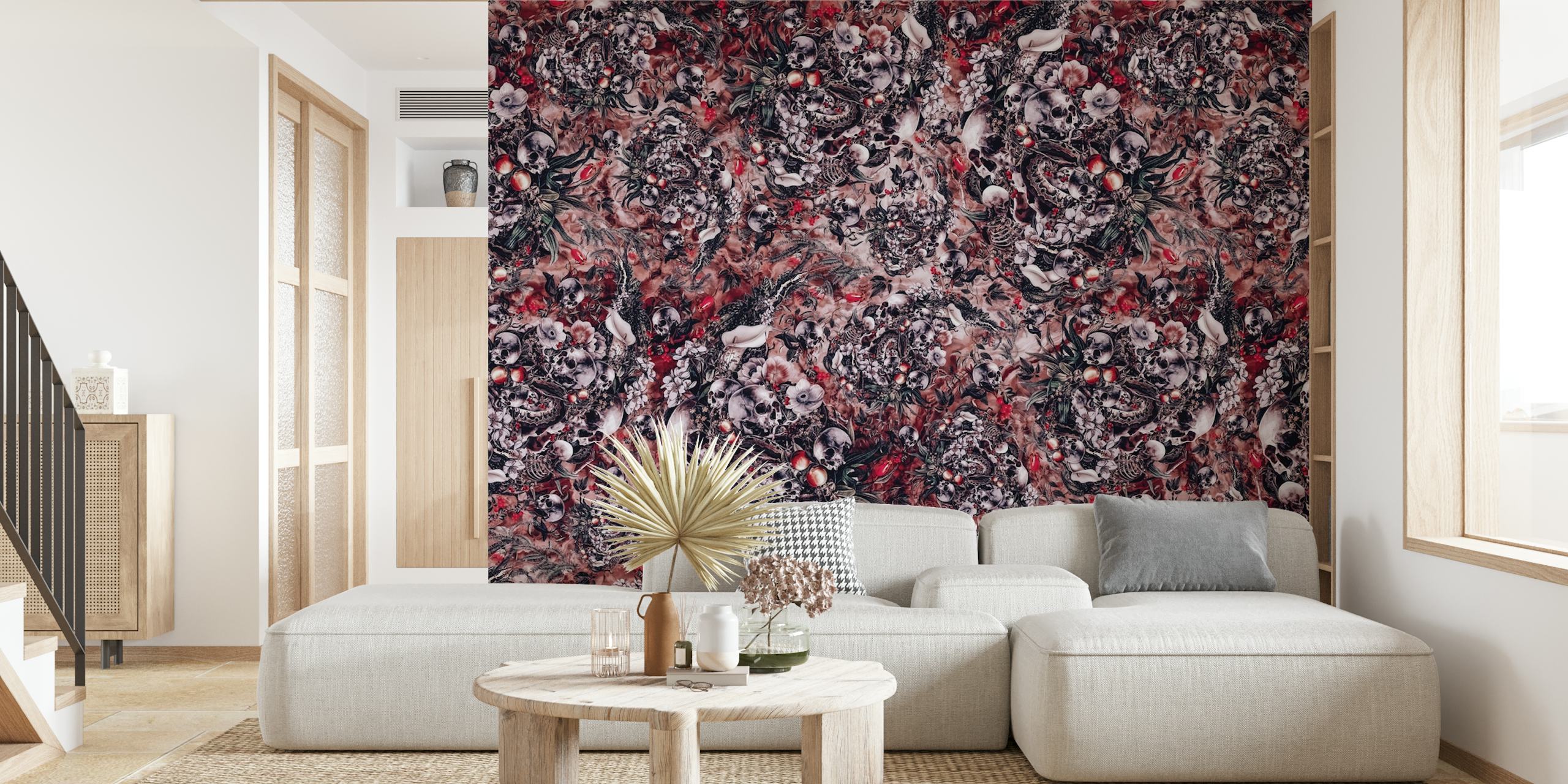 Carta da parati Skull Storm mostrata in una stanza