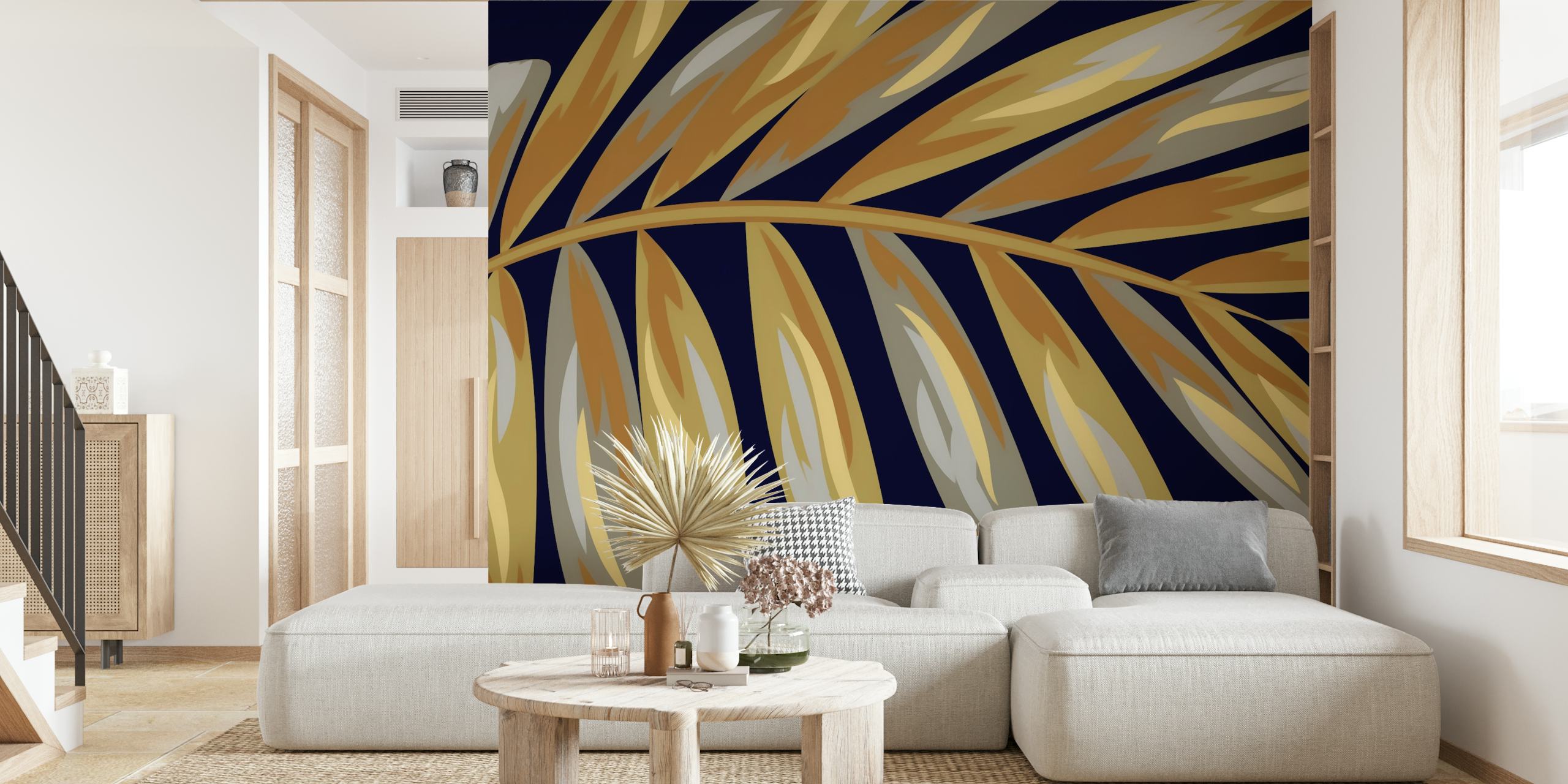 Papier peint Palm Leaf affiché dans une pièce