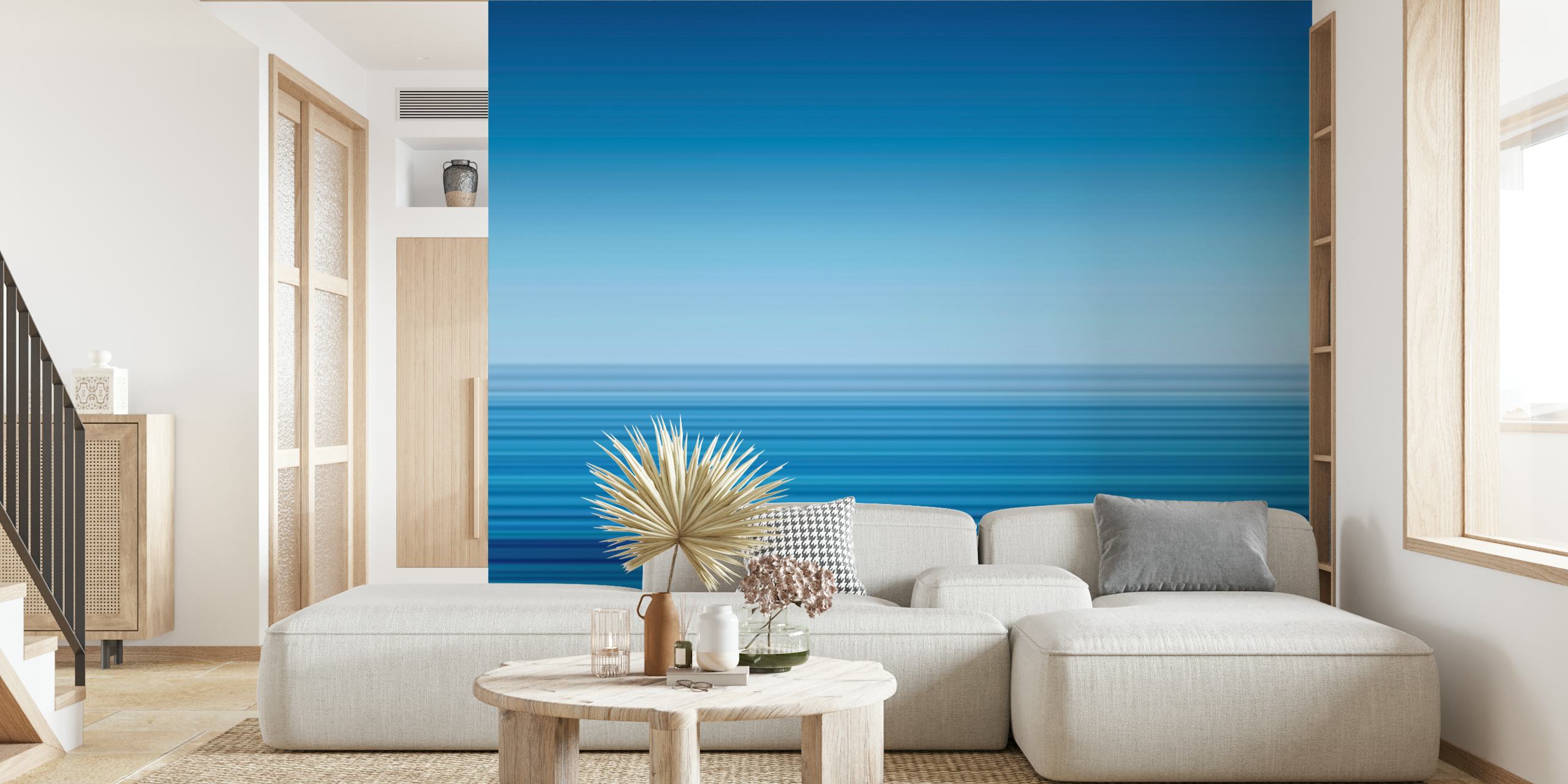 Blue gradient horizontal striped wallpaper