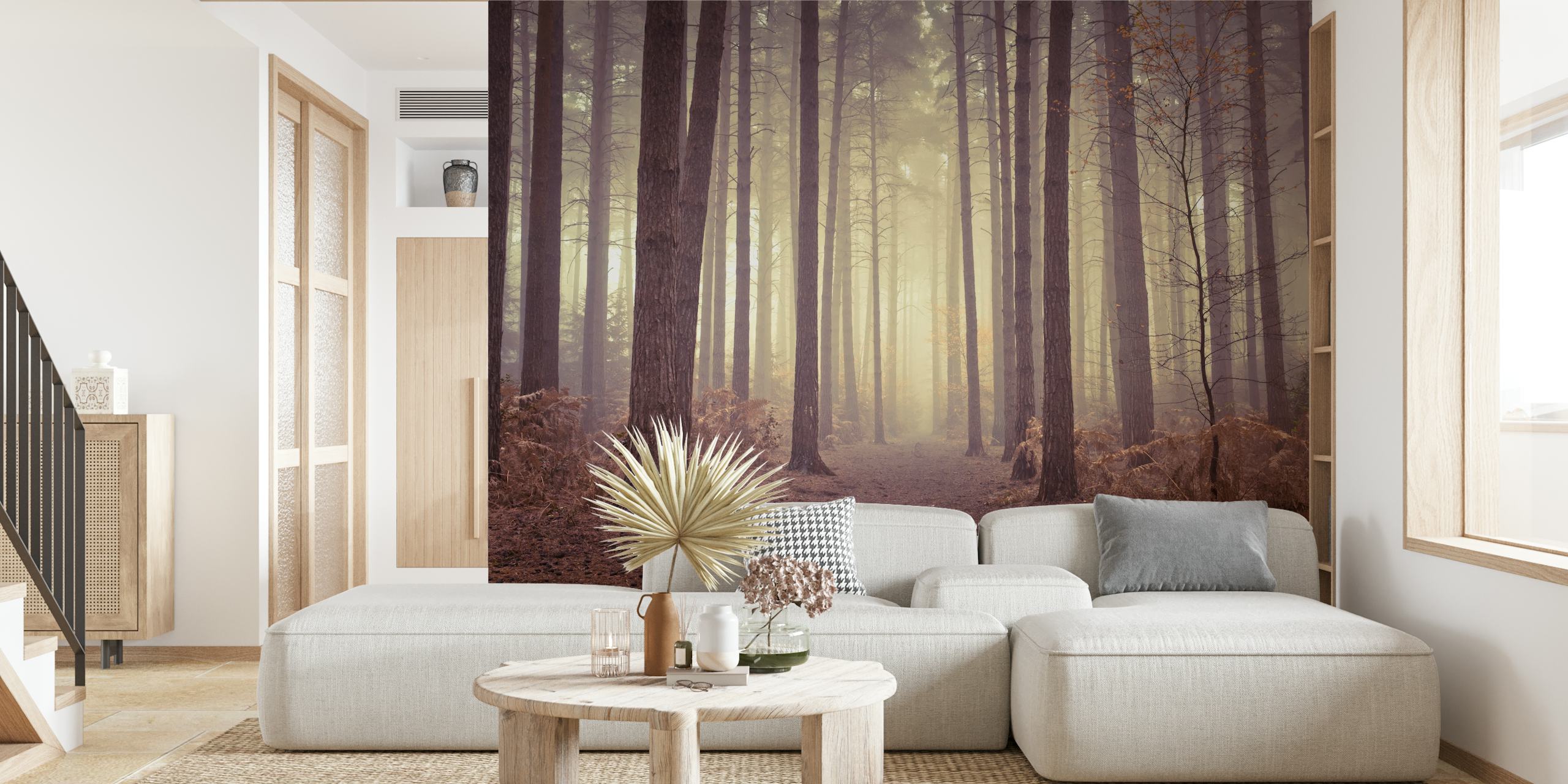 Misty trees tapet i en fredfyldt indstilling