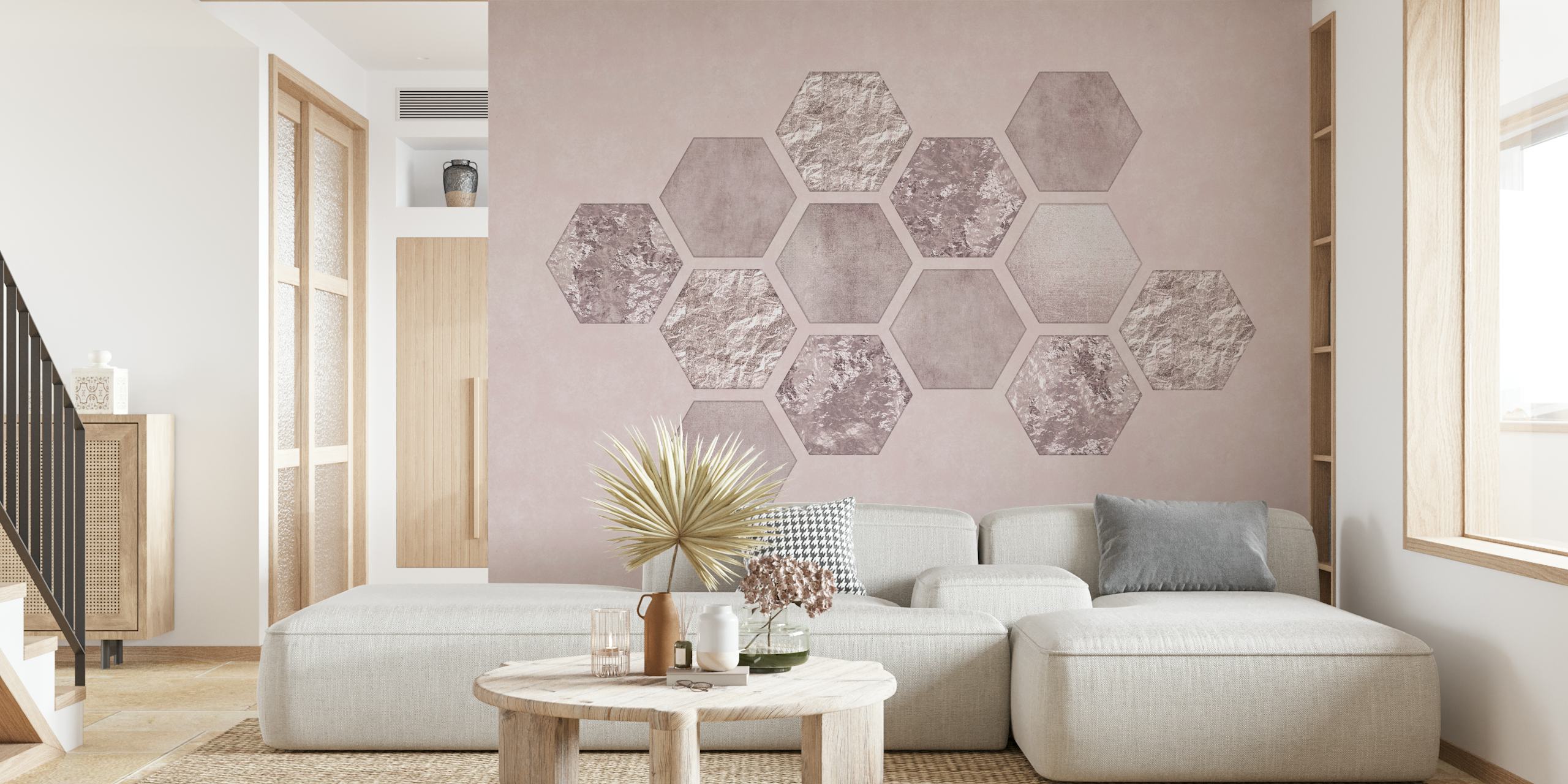 Hexagon Minimalist Geometric tapet i ett rum