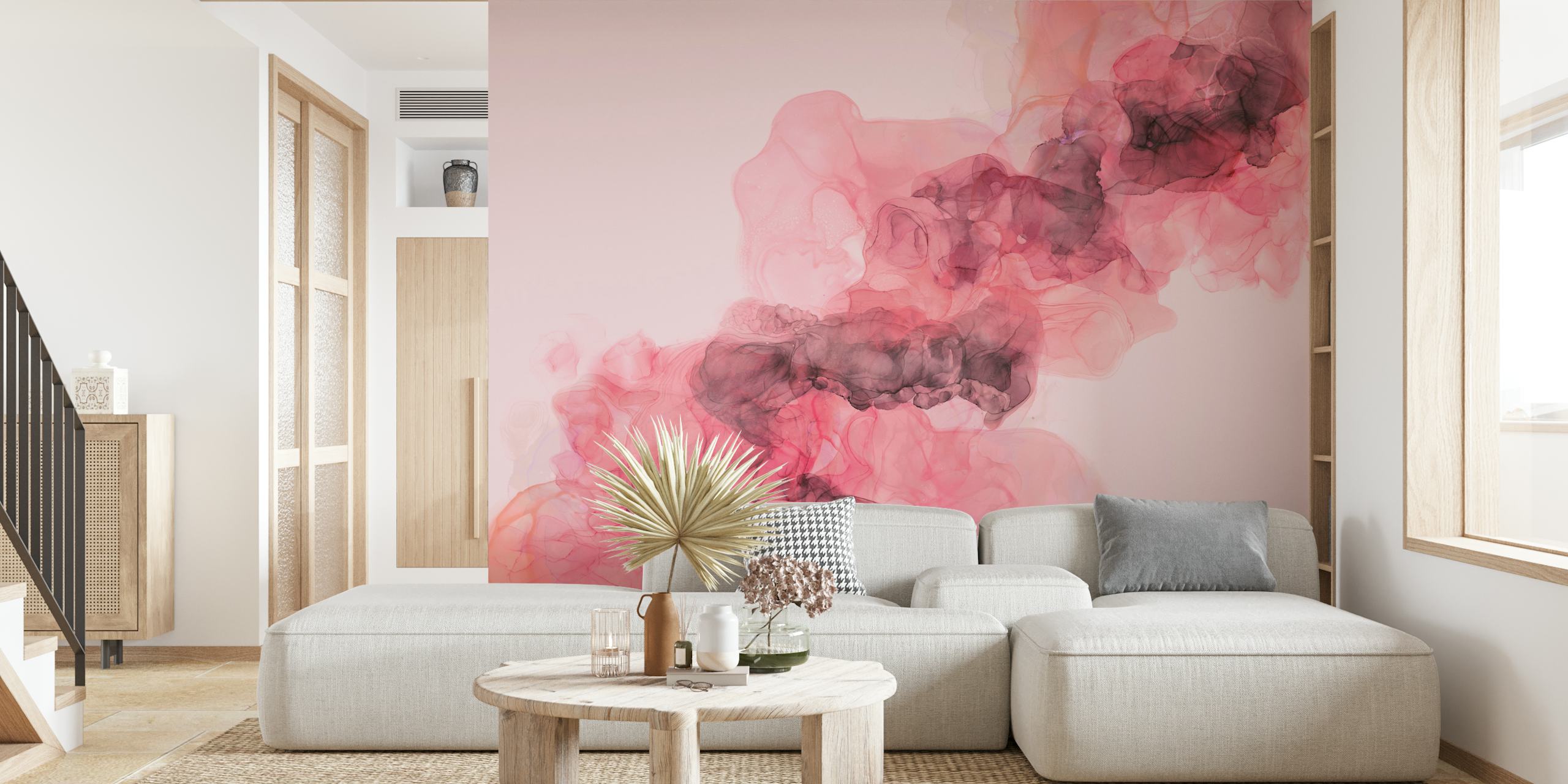 Ink Texture Soft Pastel Pink tapet i ett rum