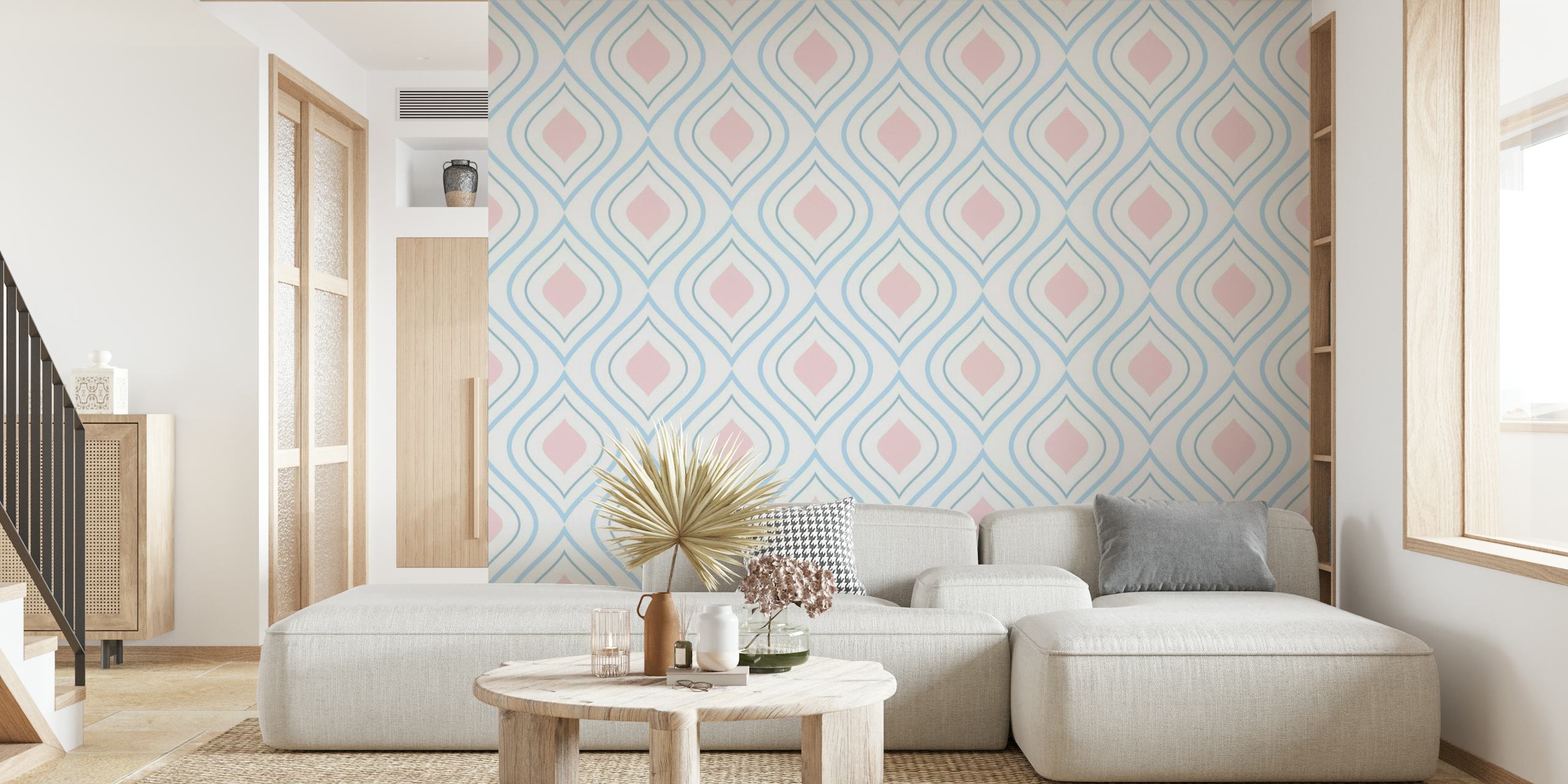 Abstract Geometrical 5 wall mural with pastel hues and geometric shapes