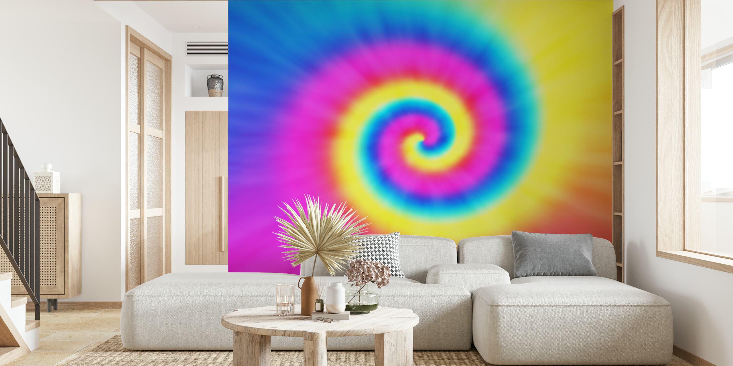 Psychedelisches Tie-Dye-Wandbild mit lebendigen, wirbelnden Farben