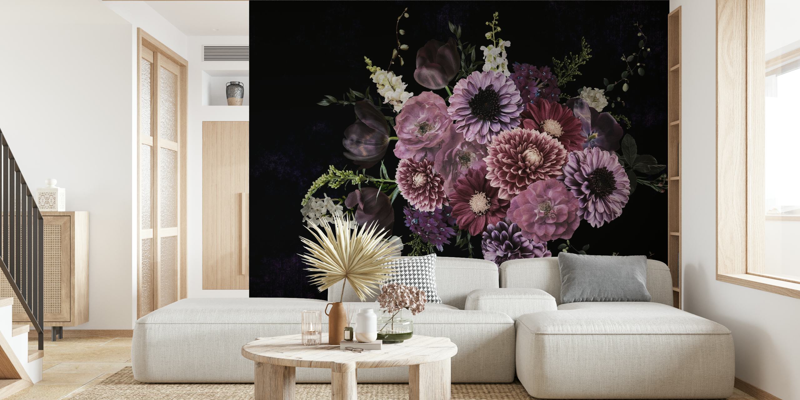 Baroque carta da parati floreale in una stanza elegante