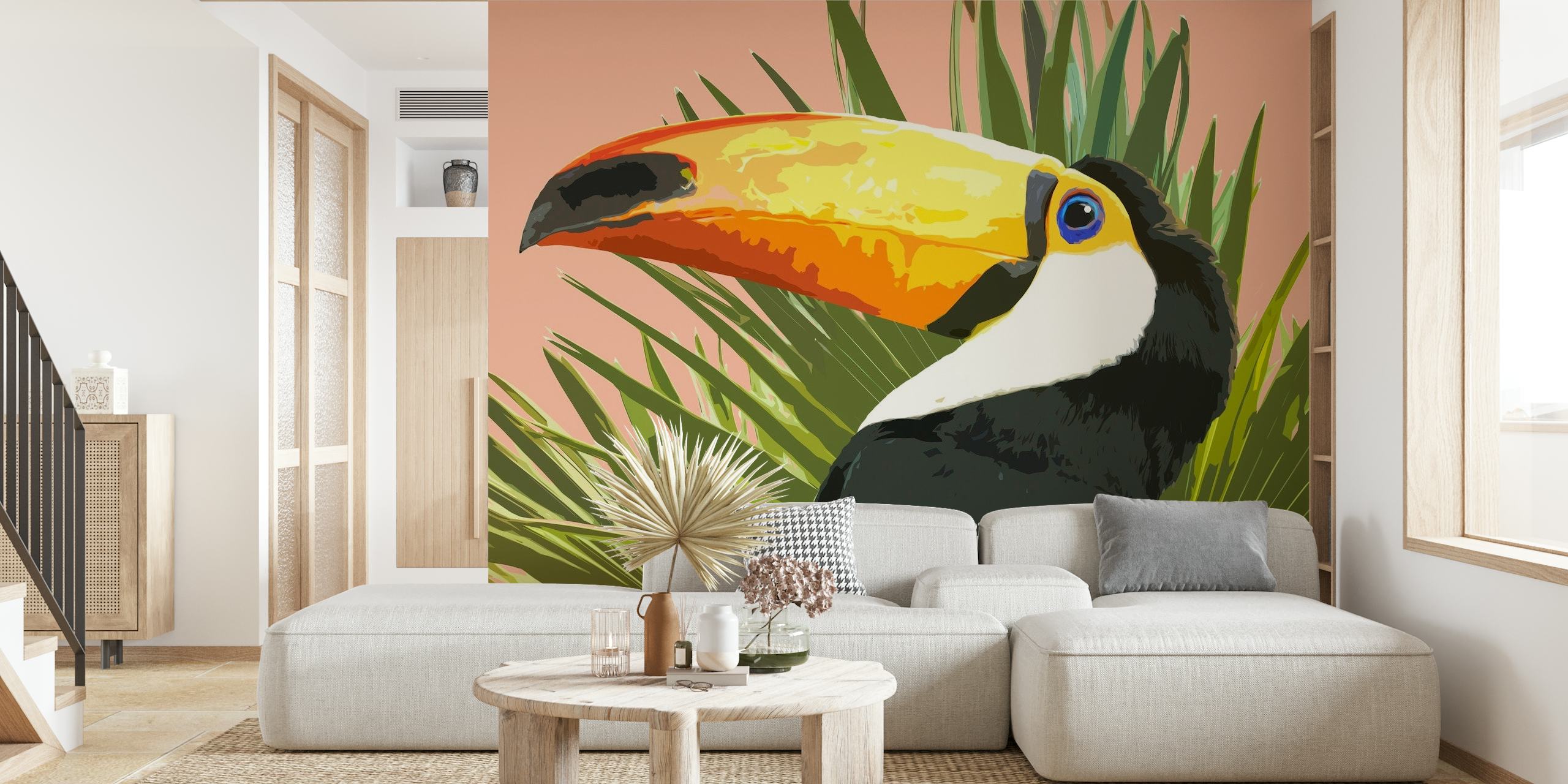 Tropical Peachy Toucan wallpaper