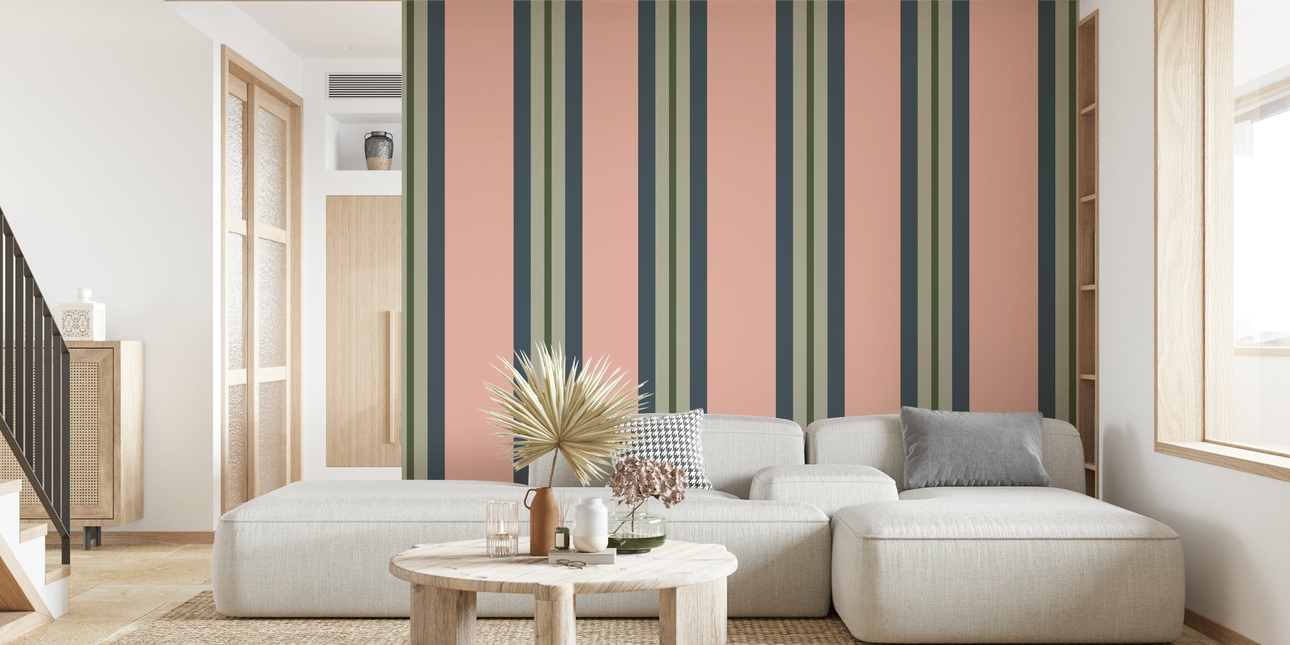 Fototapeta Classic Stripes 3 se střídajícími se odstíny broskvové a zelené