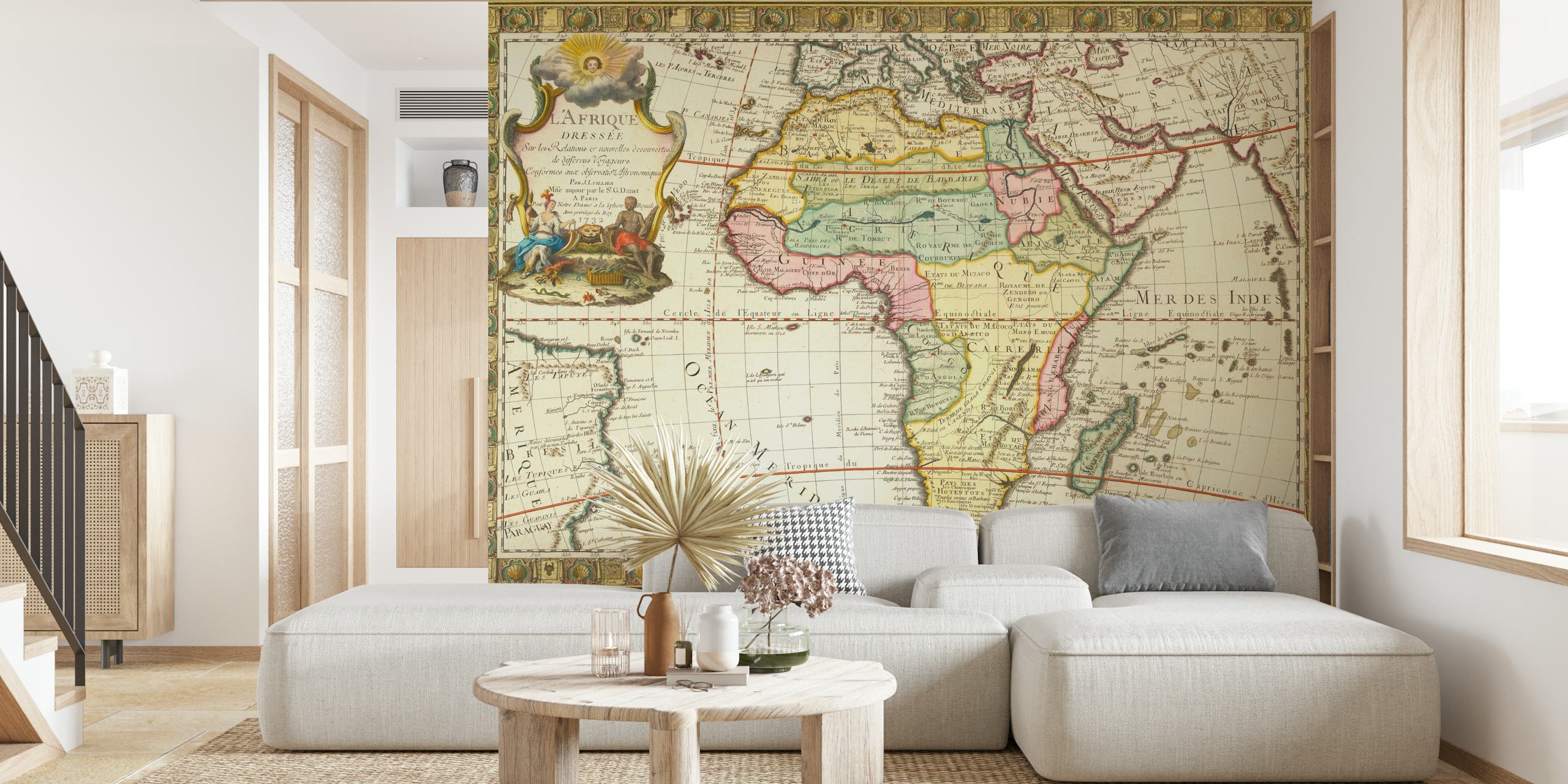 1732 Ancient Africa Map papel pintado en una habitación