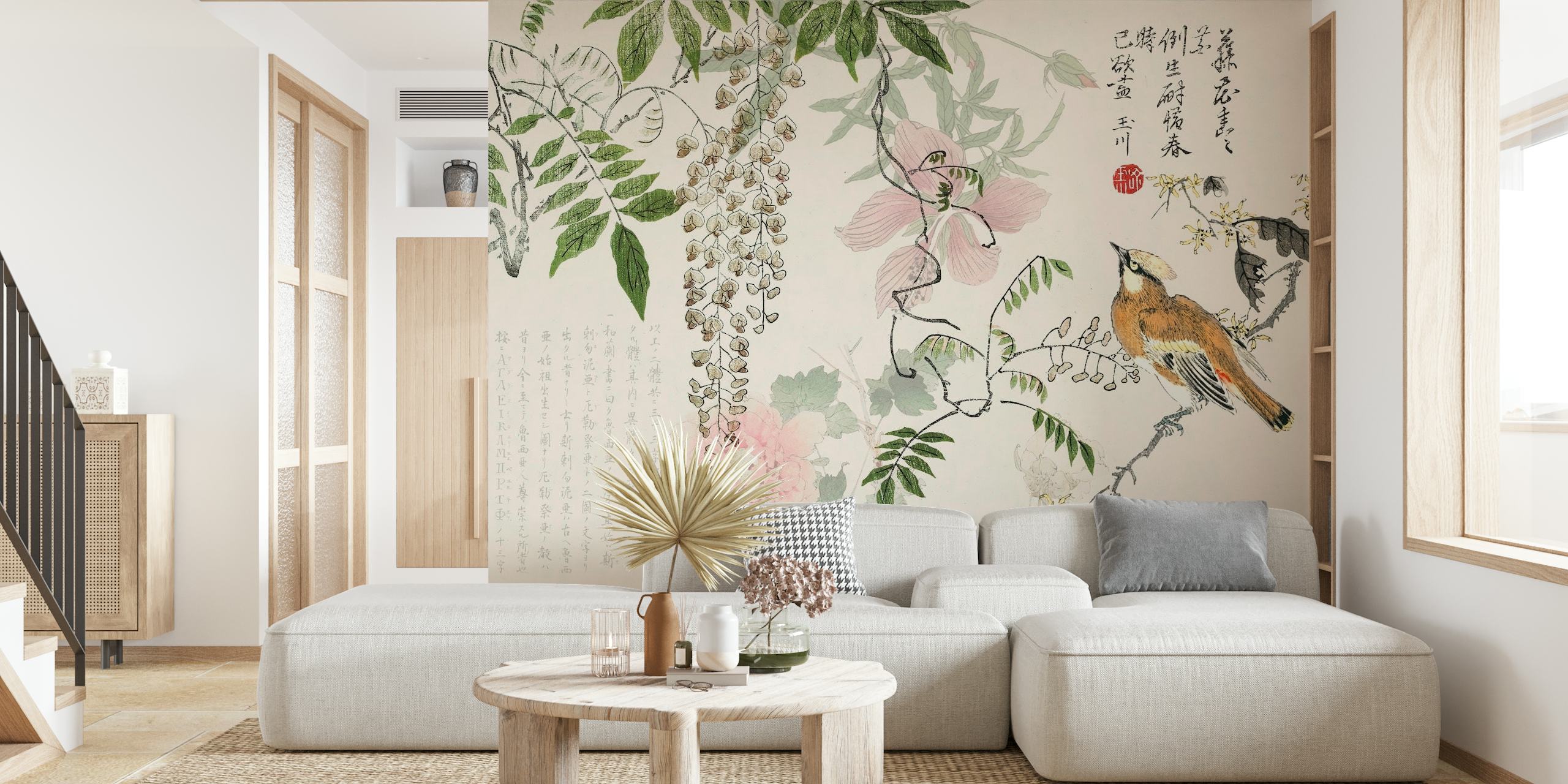 Wisteria And Bird Chinoiserie behang