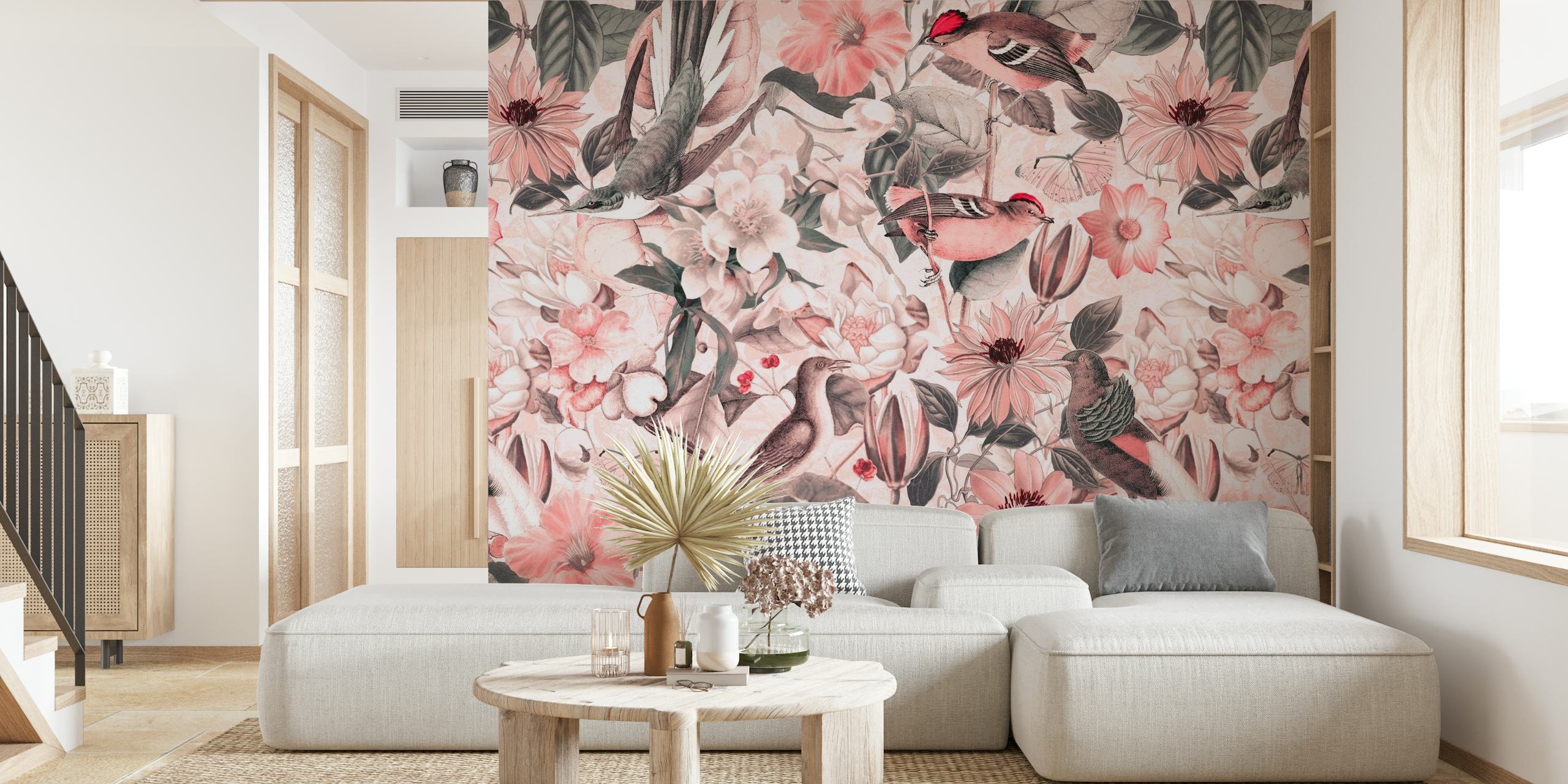 Pink Jungle Bird Garden wallpaper