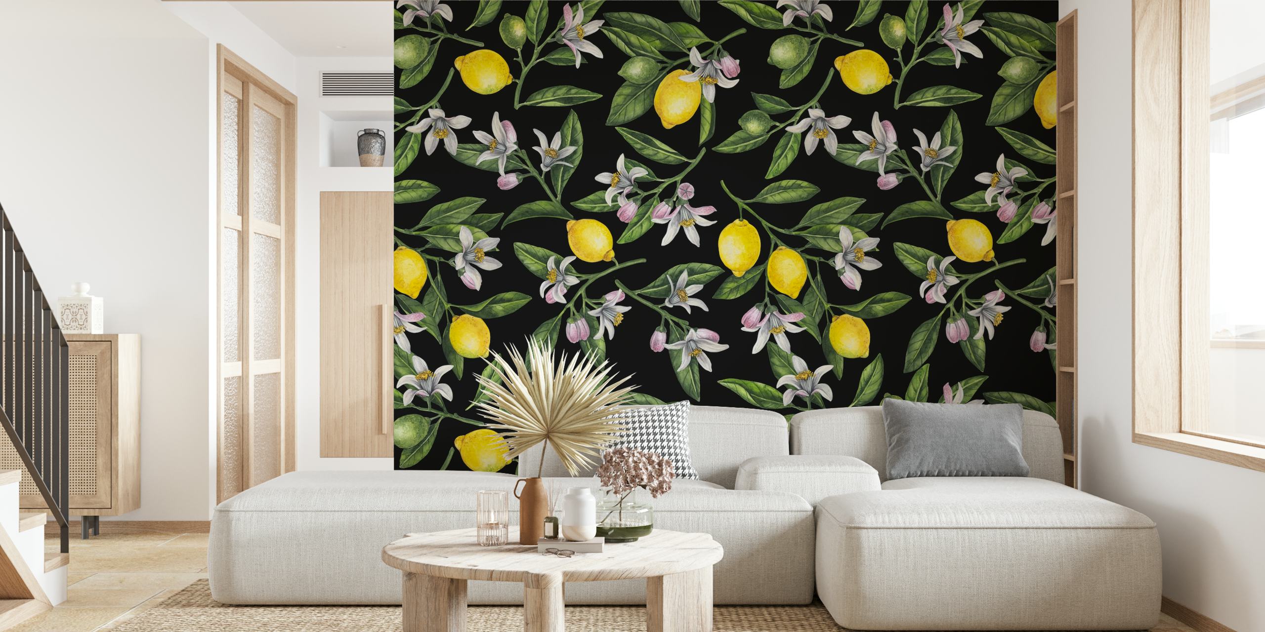 Design de papier peint Lemon branches dans une pièce