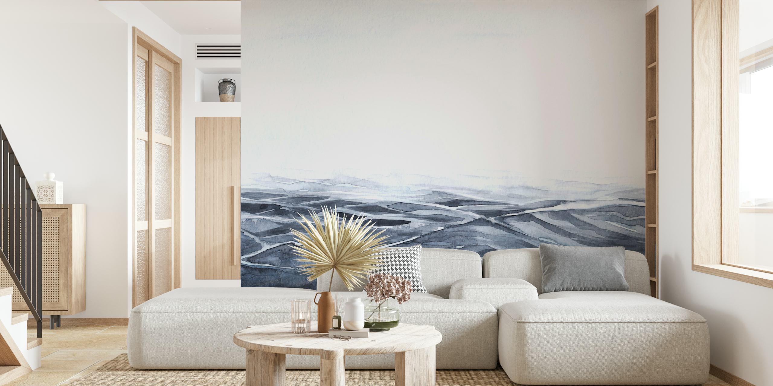 Bluish watercolor tide tapet i et rom