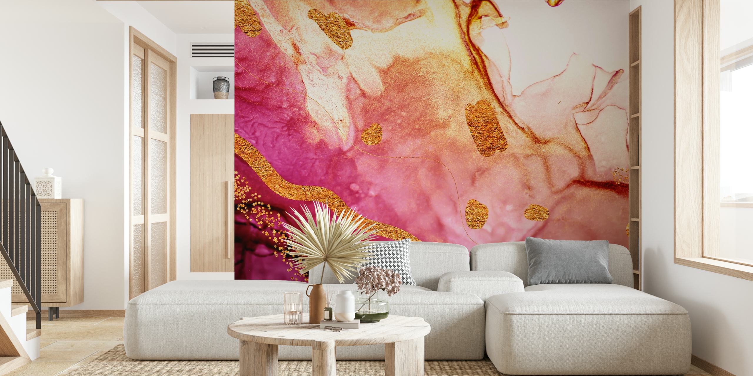 Pink luxury tapetdesign i ett rum