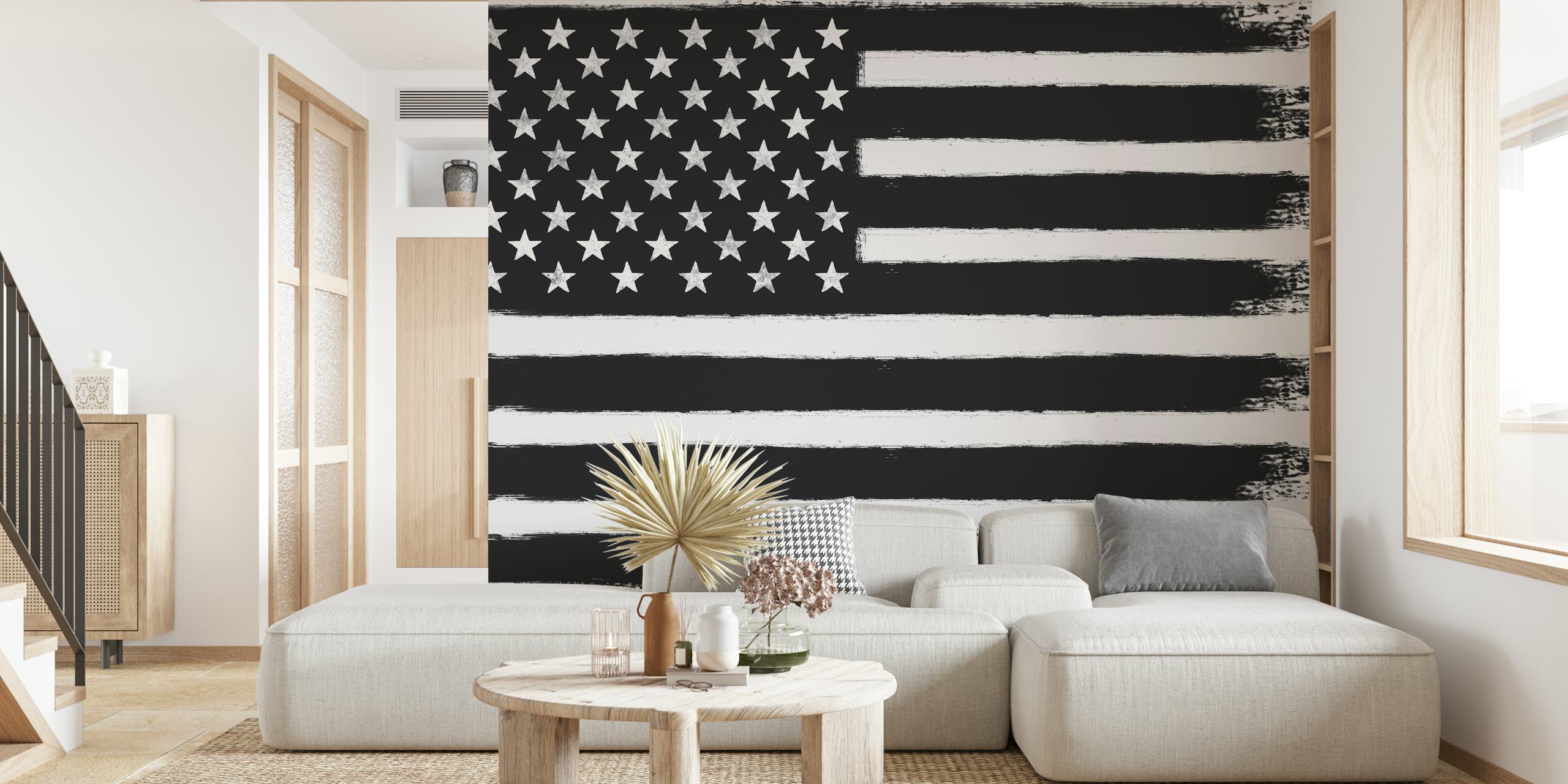 USA flag in black and white as a wall mural