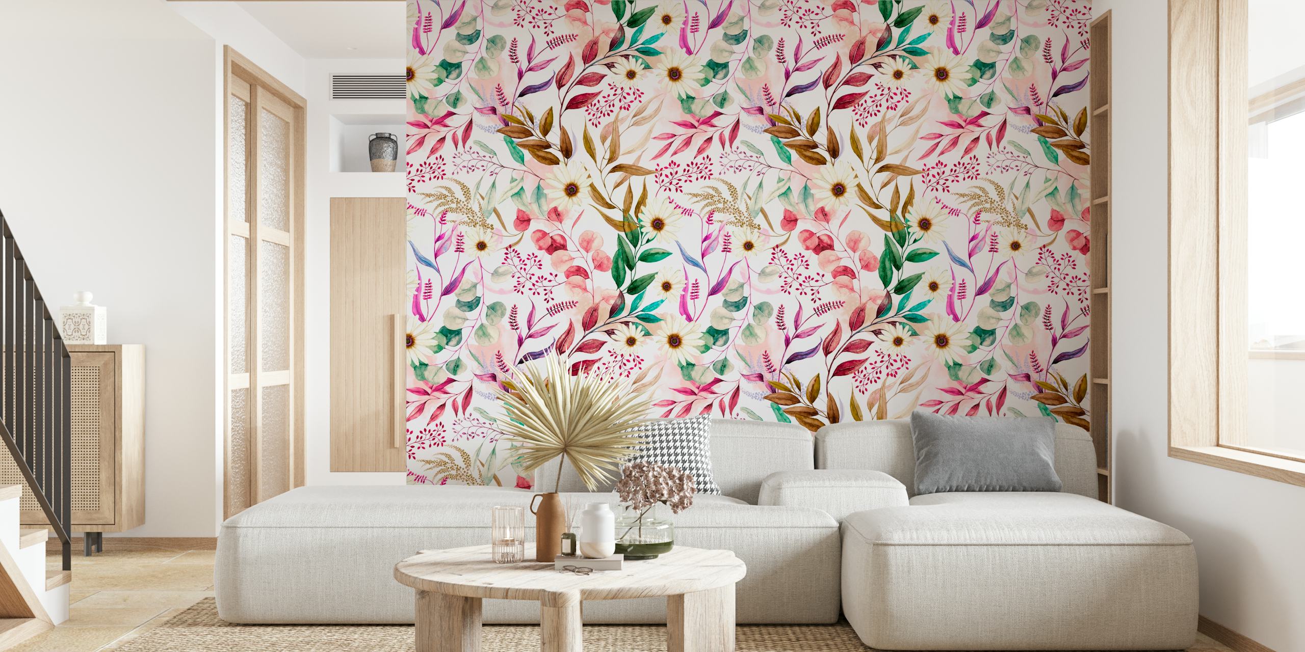 Colorful flowered meadow tapetti huoneessa