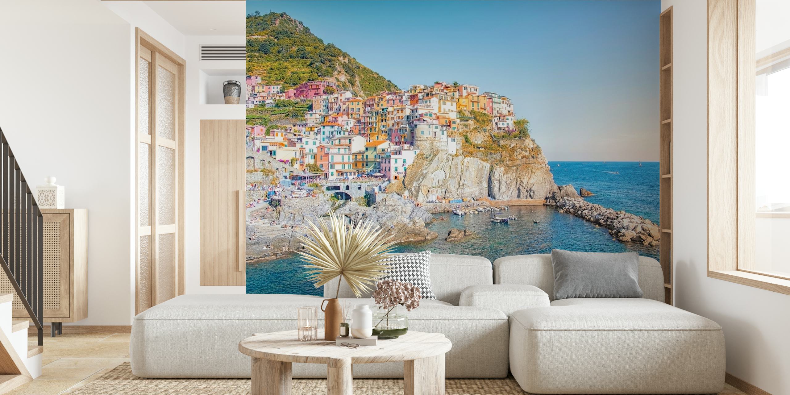 Fototapeta Manarola Village s barevnými domy na útesu u moře