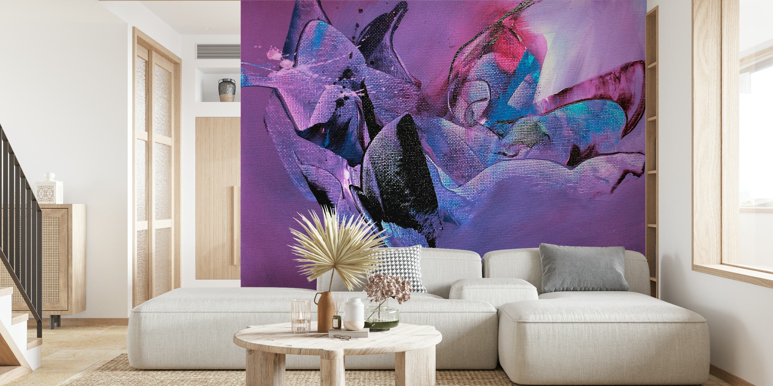 Purple Passion Abstract Art wallpaper in a room