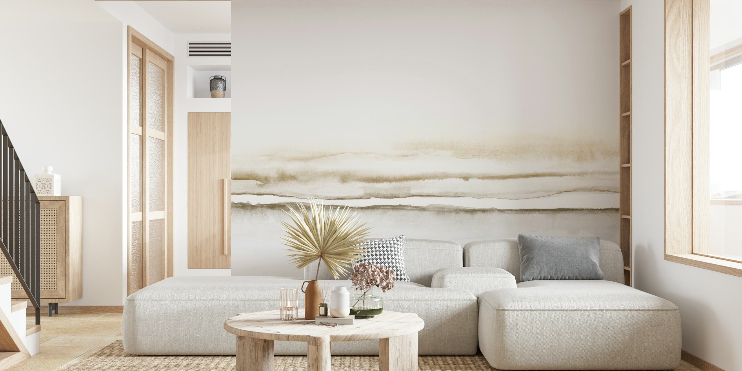 Abstract beige tones ocean wallpaper with soft gradient