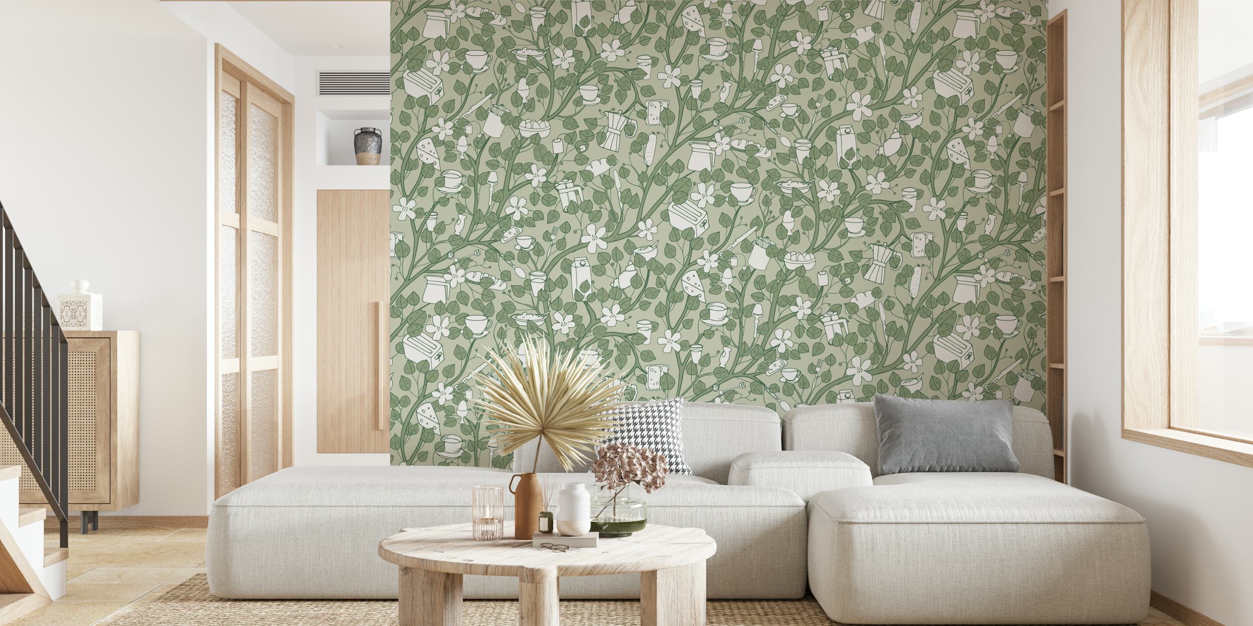 Design della carta da parati Breakfast tree in una stanza
