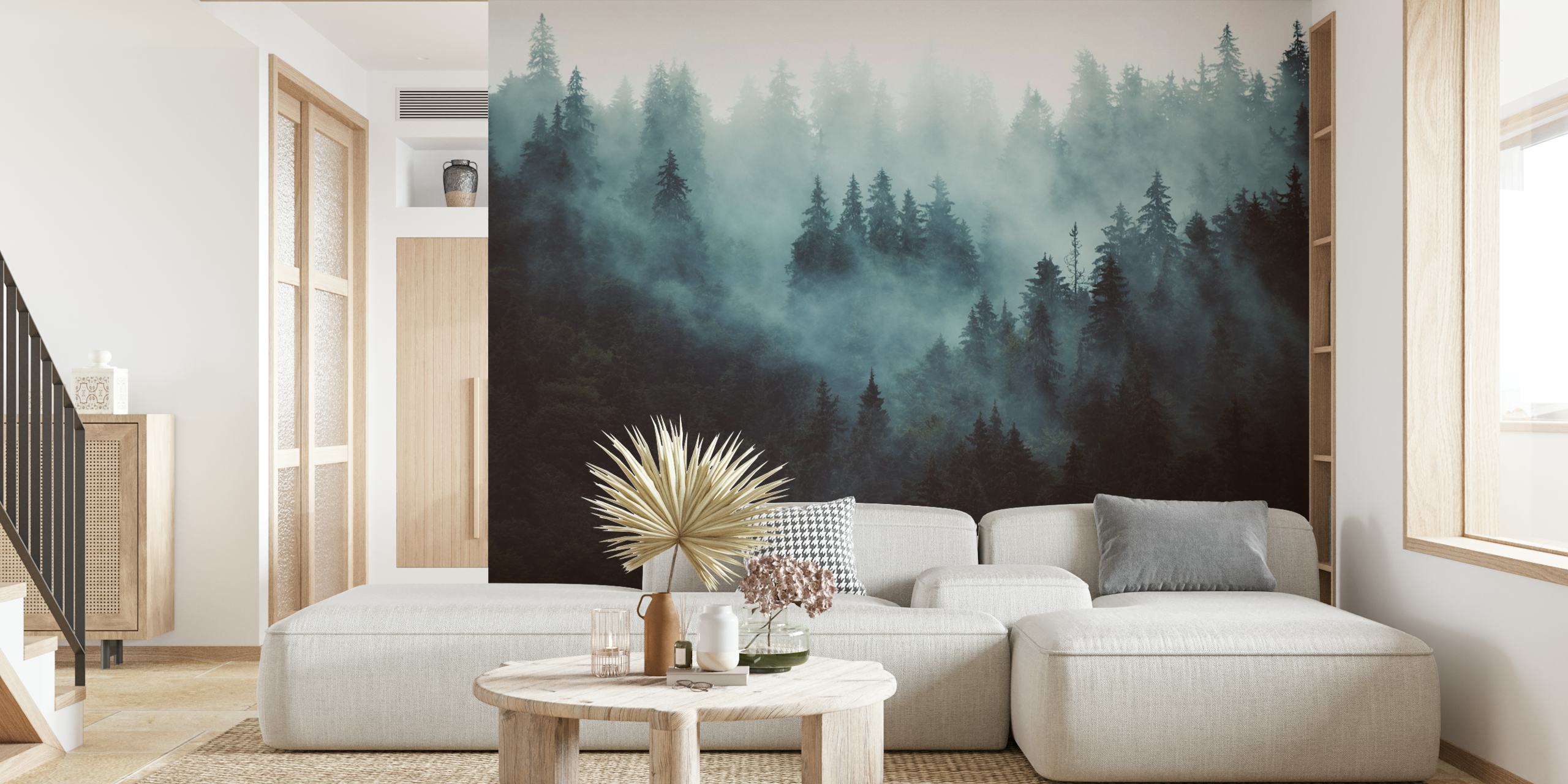 Misty vintage forest tapetti huoneessa