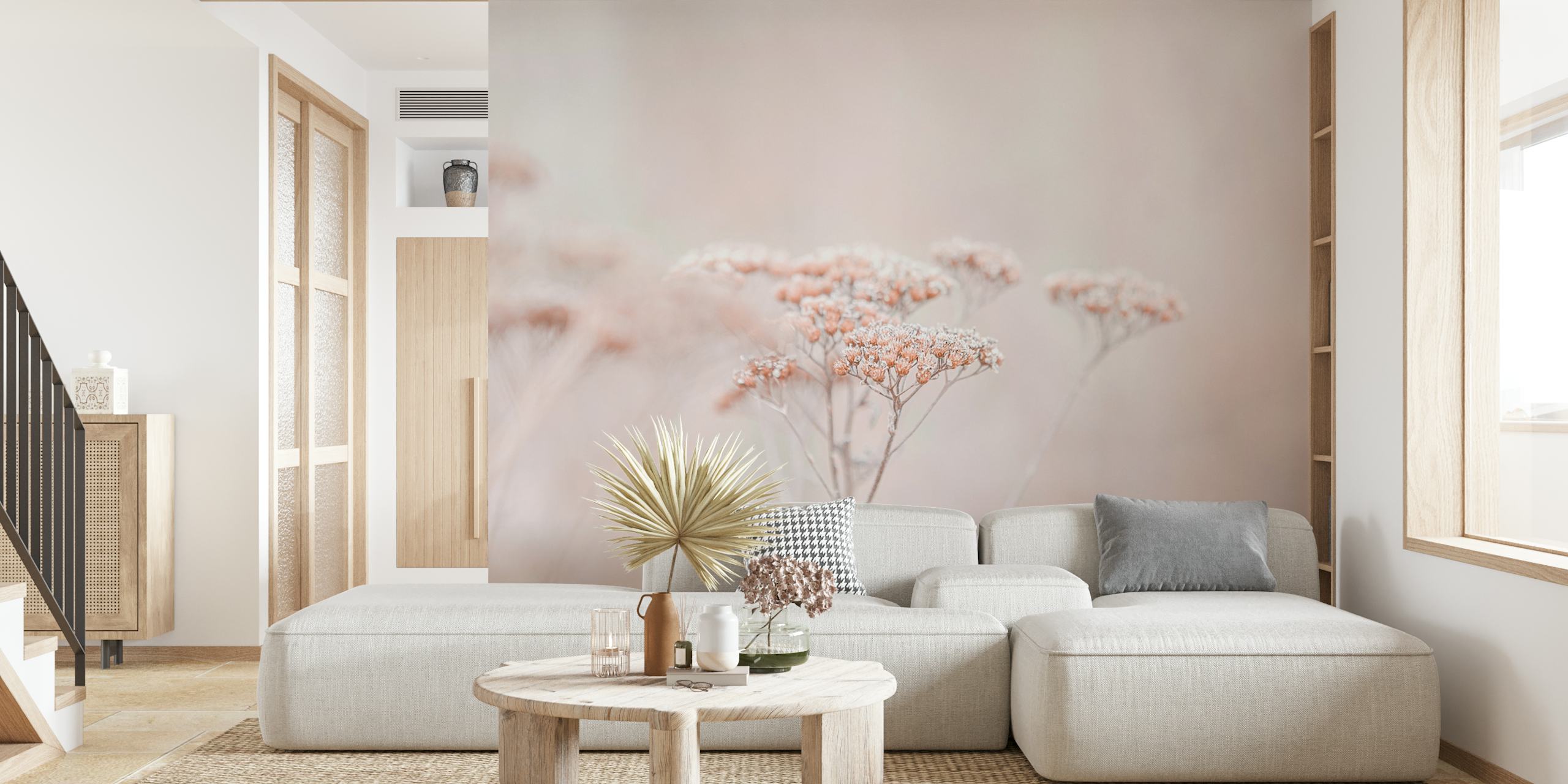 Wildflowers Soft Beige wallpaper in a room