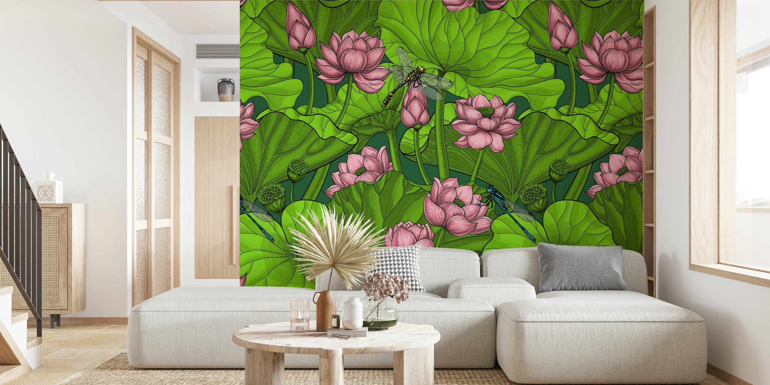 Lotus garden 2 wallpaper in a room
