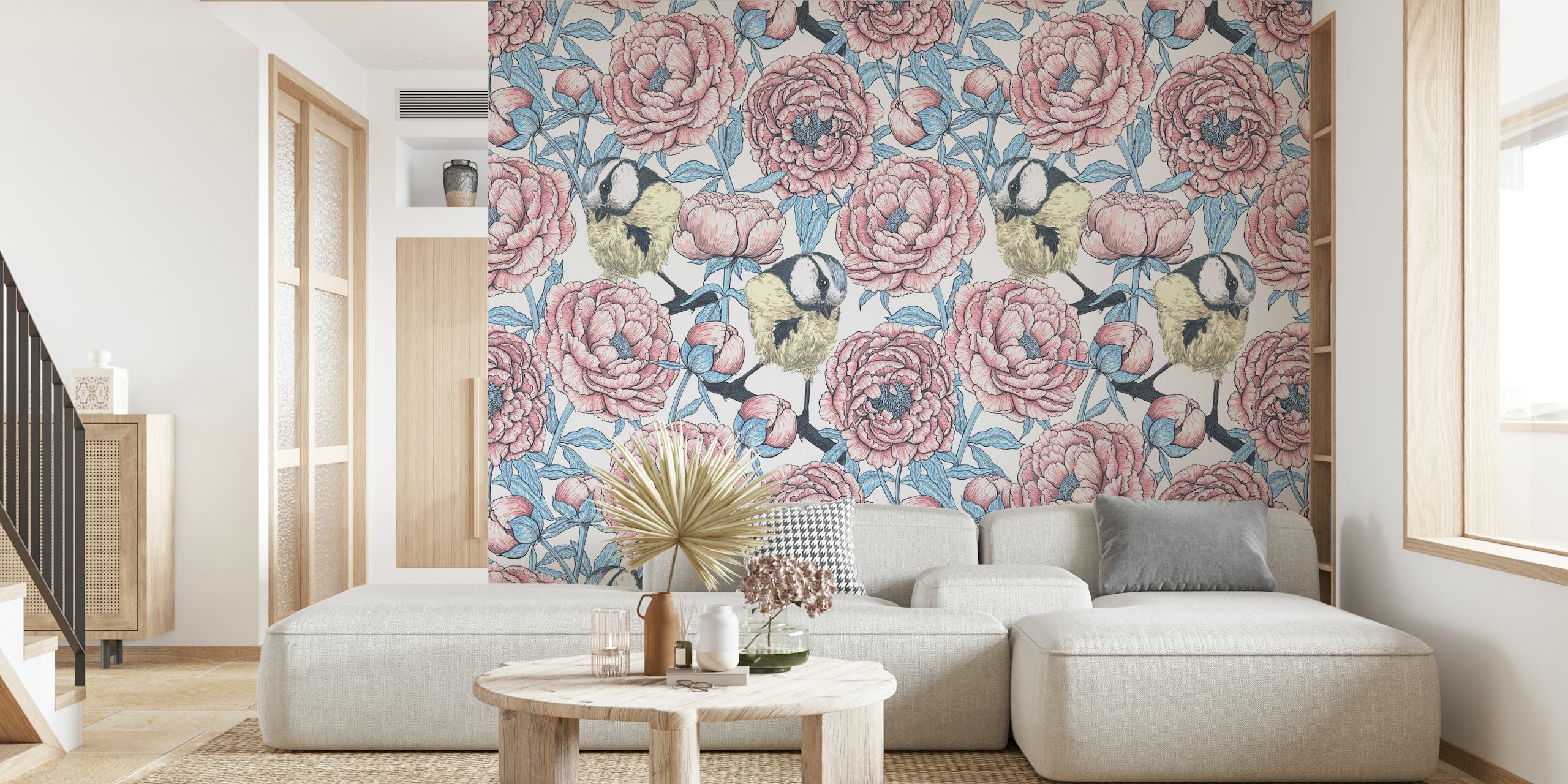 Σχέδιο ταπετσαρίας Peony flowers and birds
