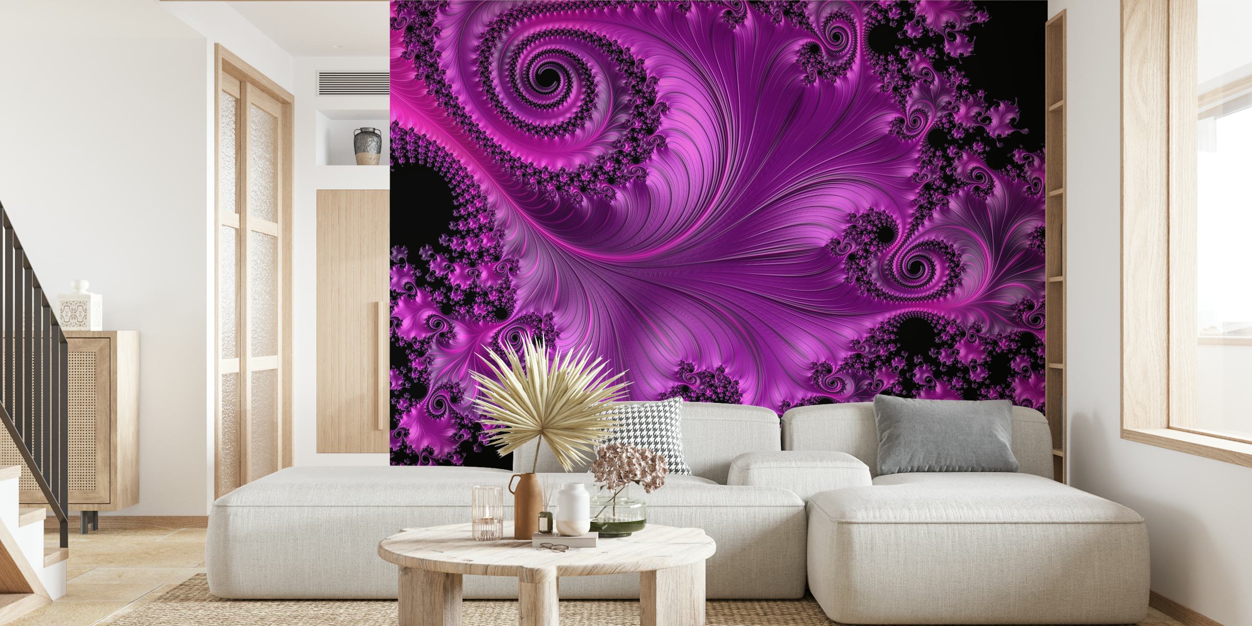 Fantastic Fractal Pink Vibe papel pintado en una habitación