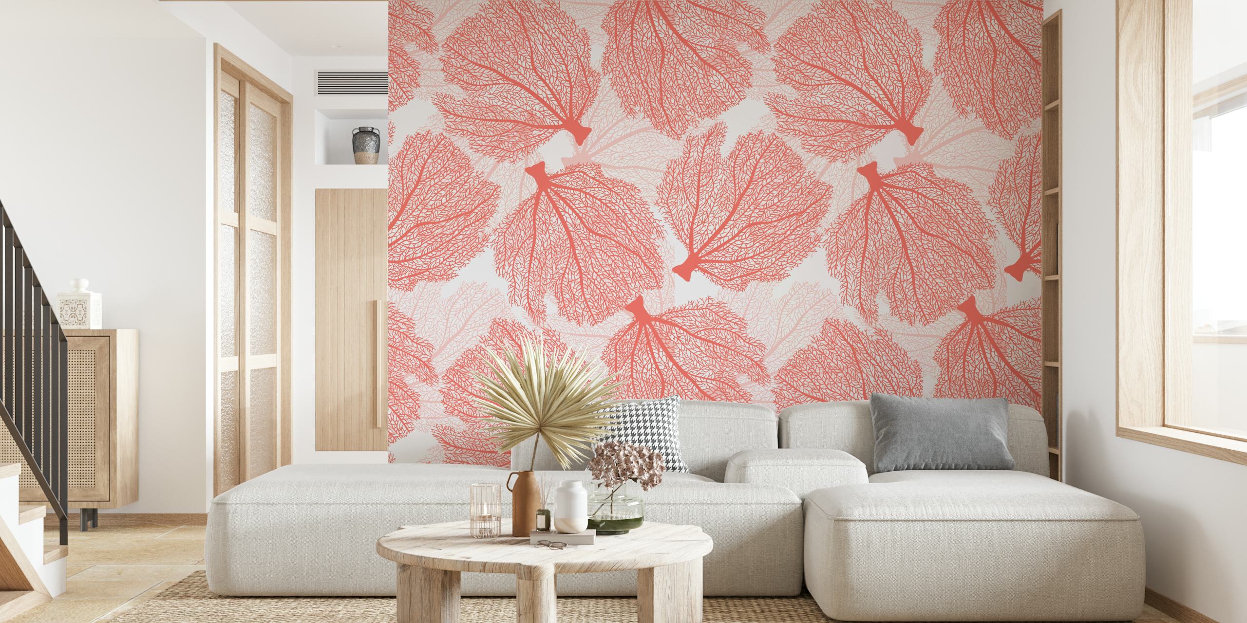 Fan coral 3 tapetdesign i ett rum