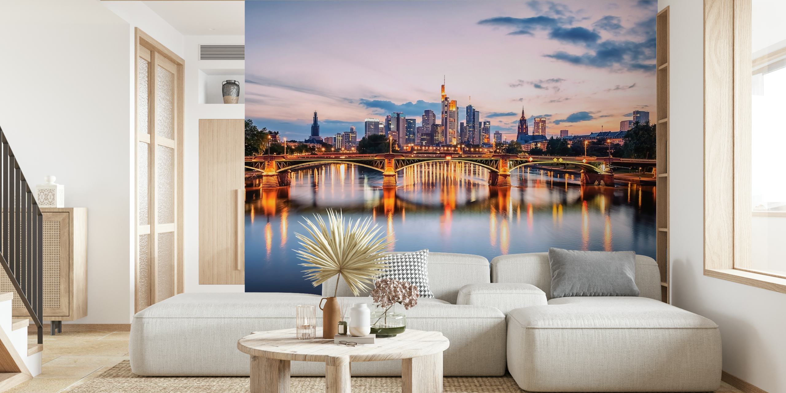 Tapeta městské krajiny Frankfurtu - Prémiový design nástěnné malby