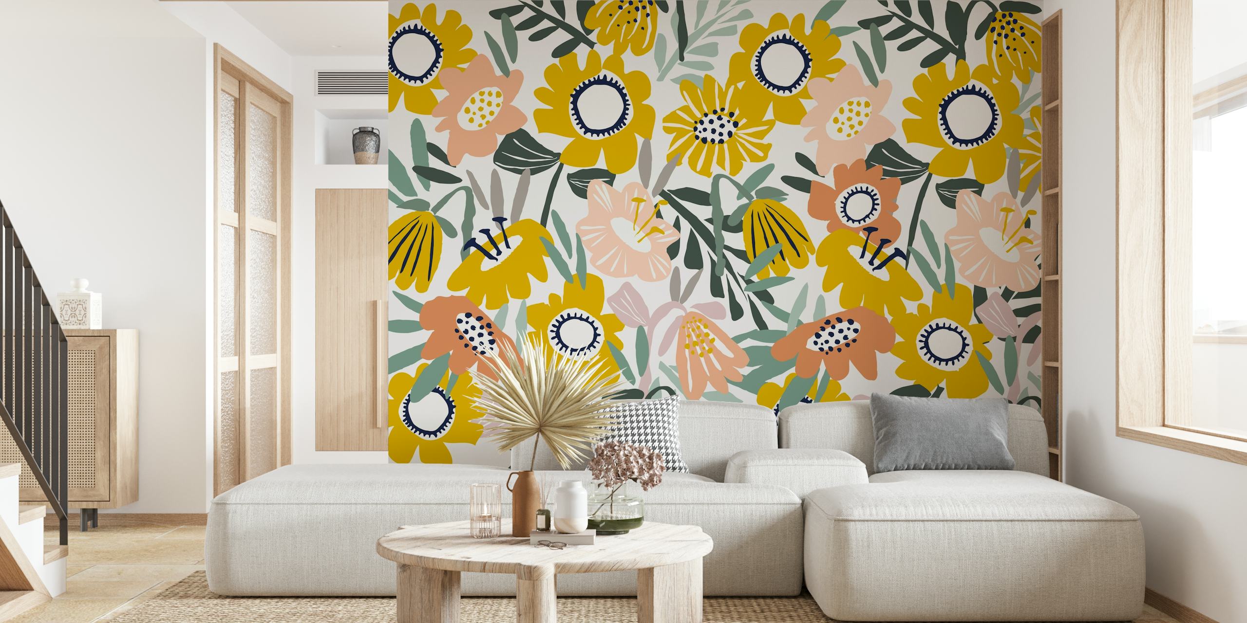 Bold floral-themed Happy Cozy Flower 1 wall mural