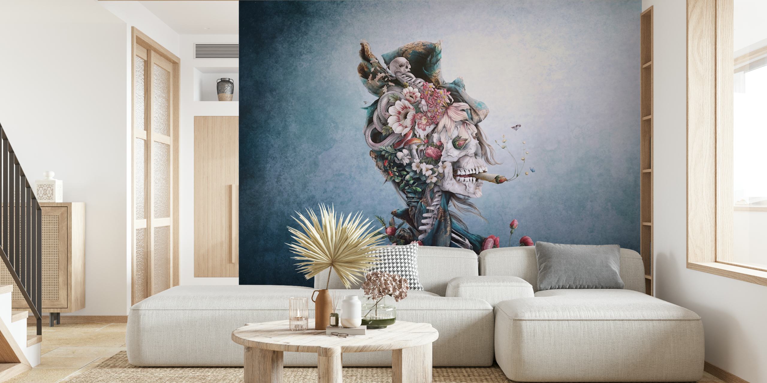 Tapeta Floral Skull II wyświetlona w pokoju