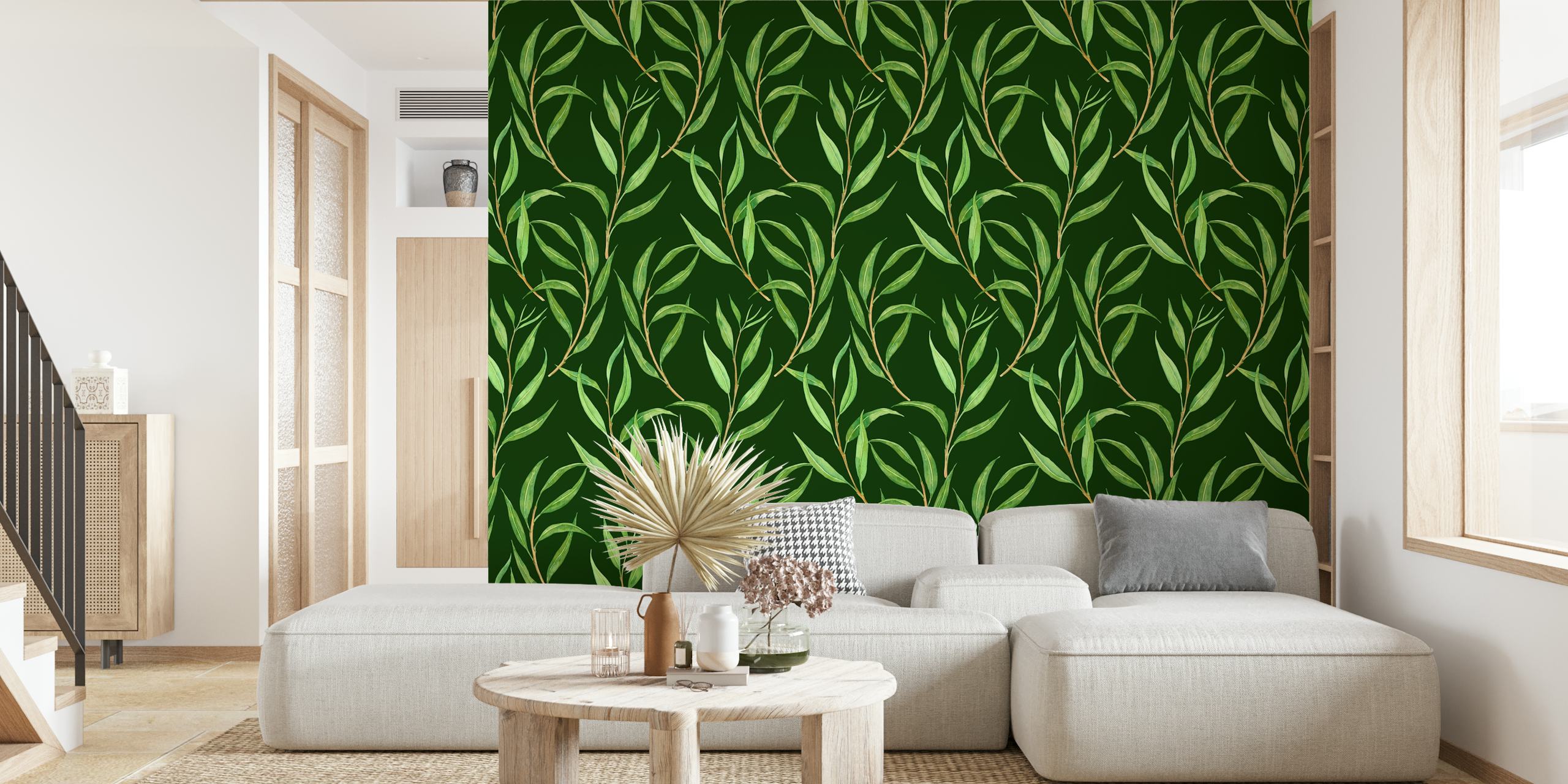 Eucalyptus watercolor design in a room