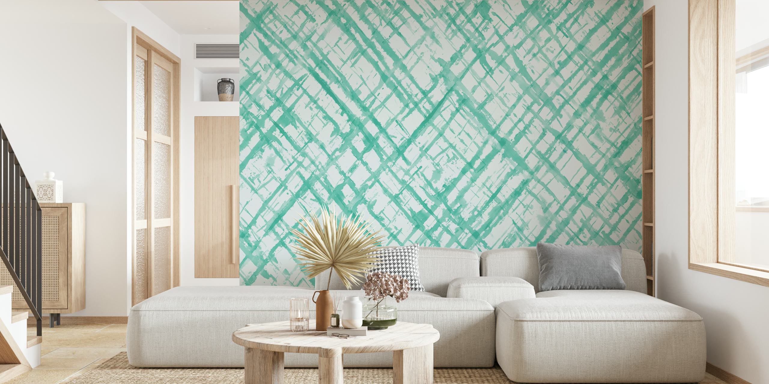 Mint green watercolor abstract pattern wallpaper