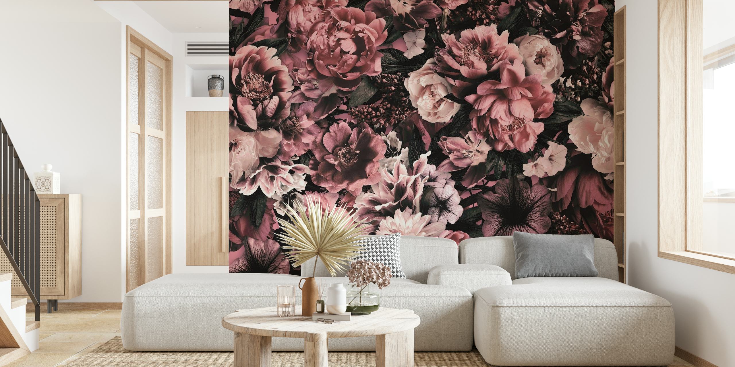 Floral Baroque Opulence Blush Pink papel de parede
