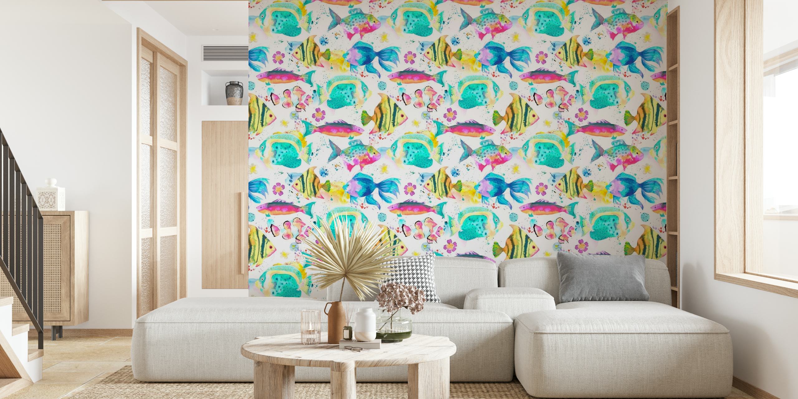 Artistic Tropical Sea Colorful Fishes behang