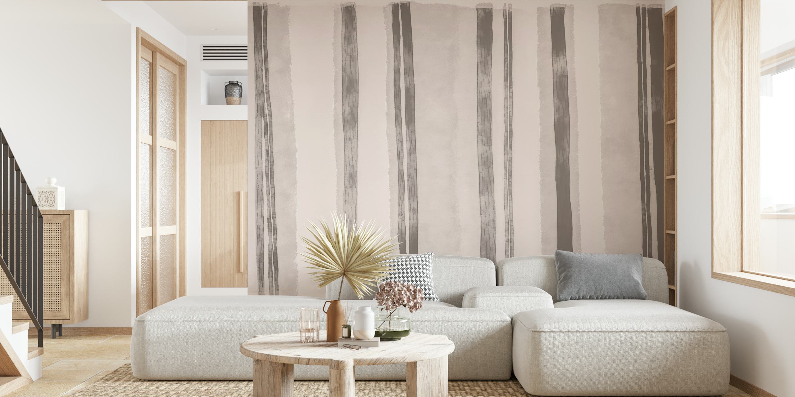 Neutral watercolor stripes in soft grays and whites wallpaper