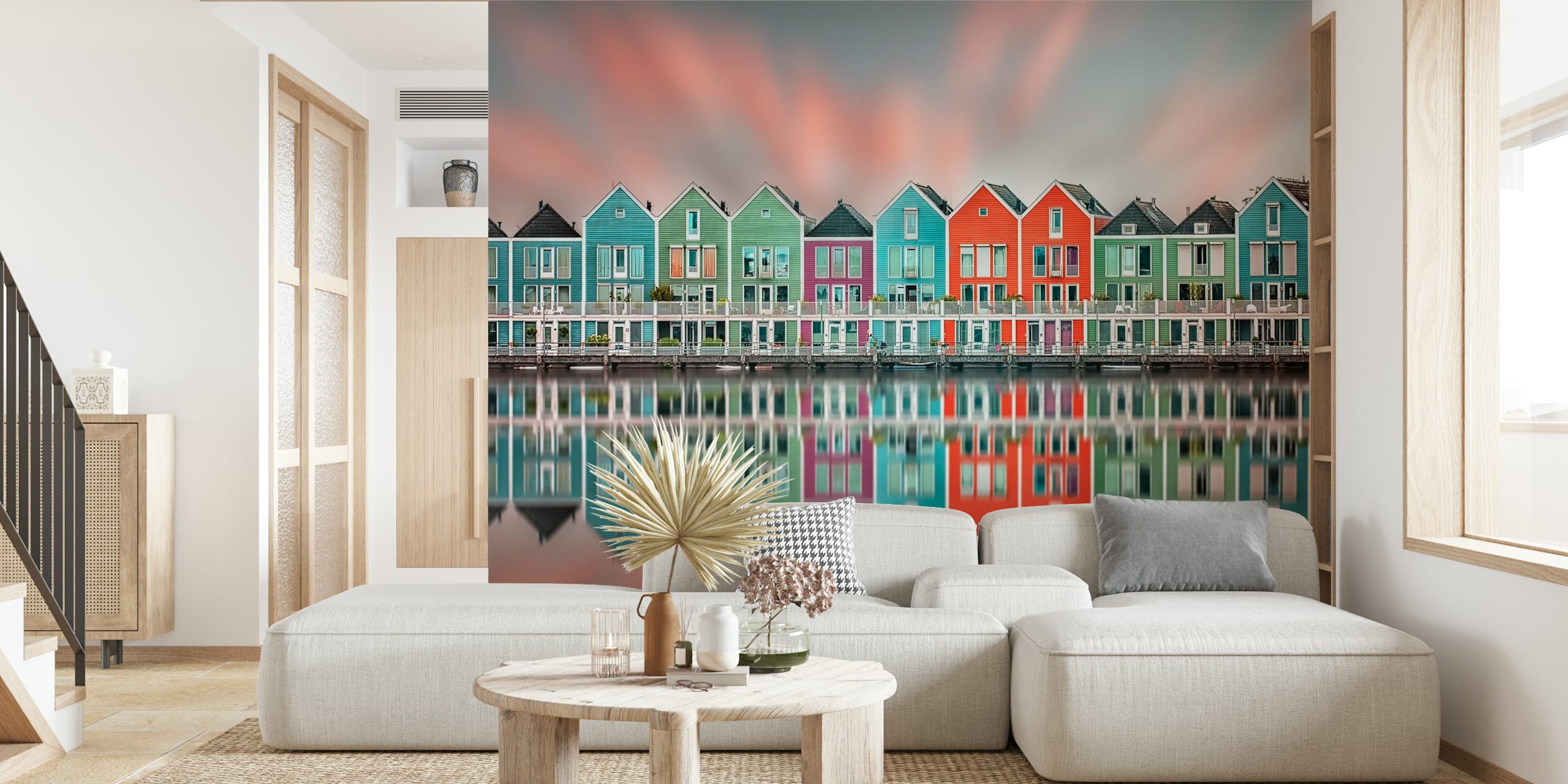 Fototapete Bunte häuser am wasser