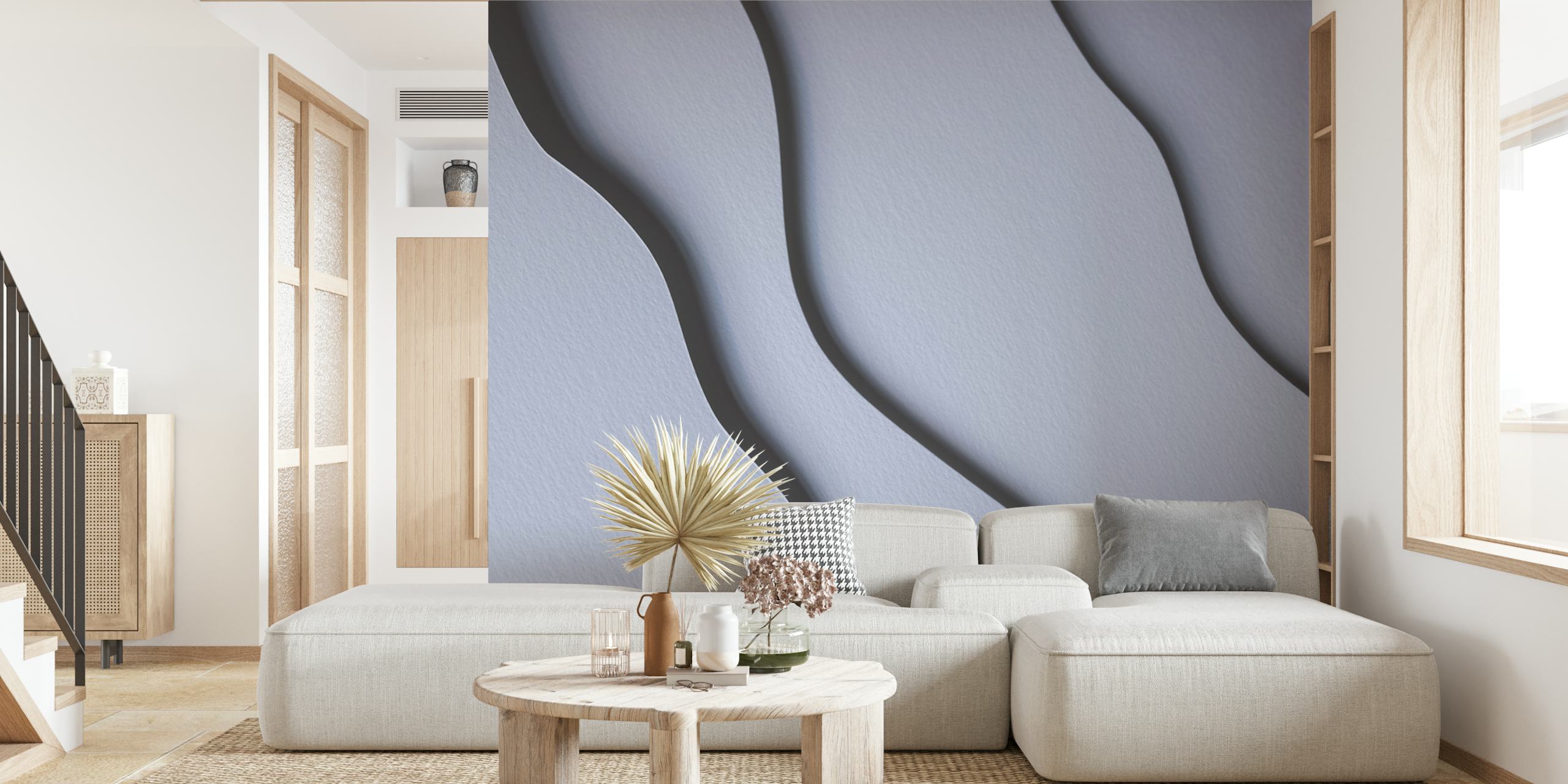 Textured white wallpaper with soft, wave-like patterns