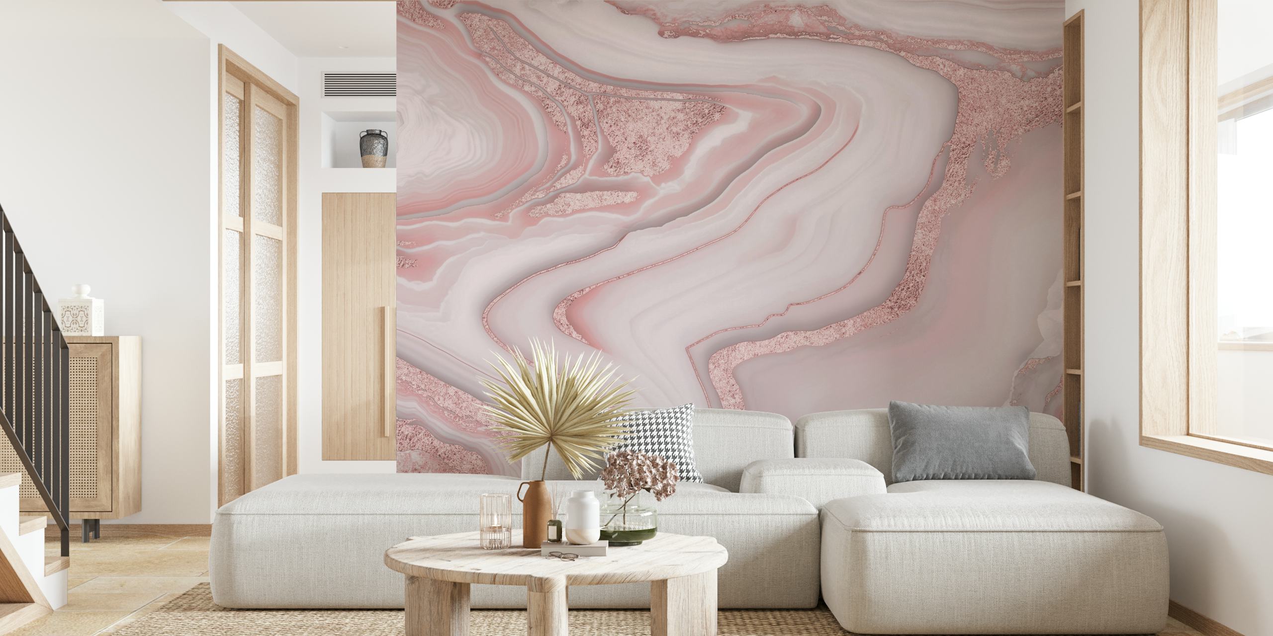 Papel pintado White Rosegold Marble en una habitación