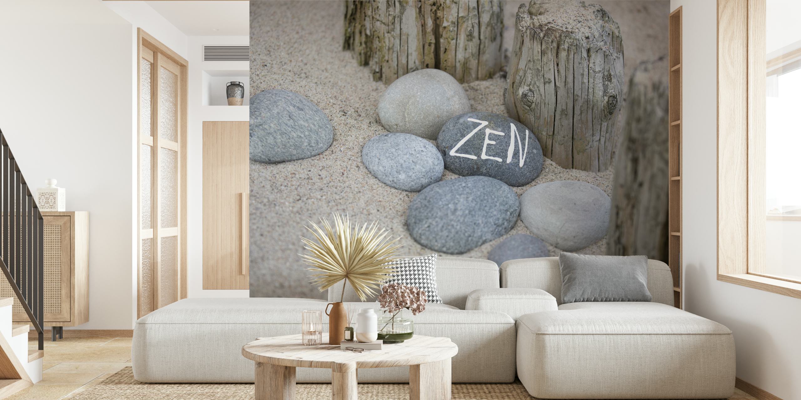 Zen lettering on pebbles wallpaper design