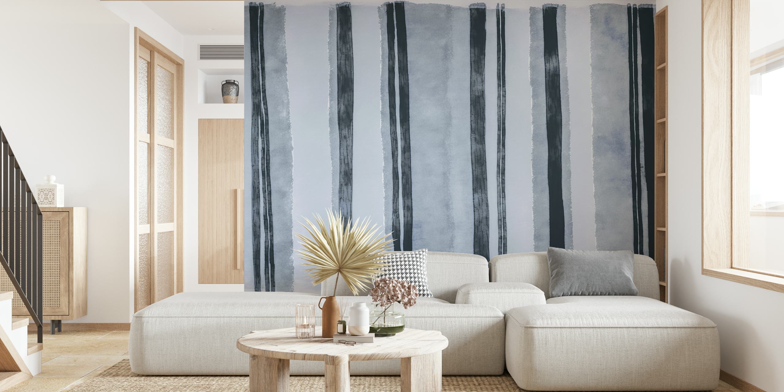 Grey Watercolor Stripes wall mural with vertical patterns and textured appearance