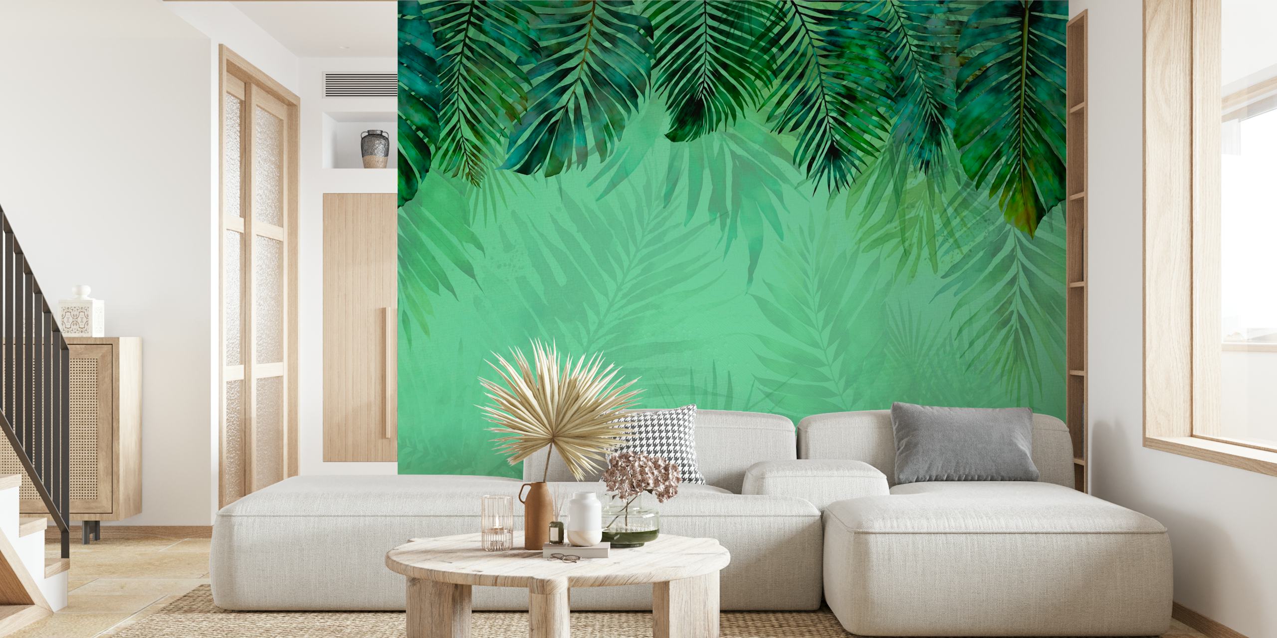 Emerald Green Jungle Vibe tapet i ett rum