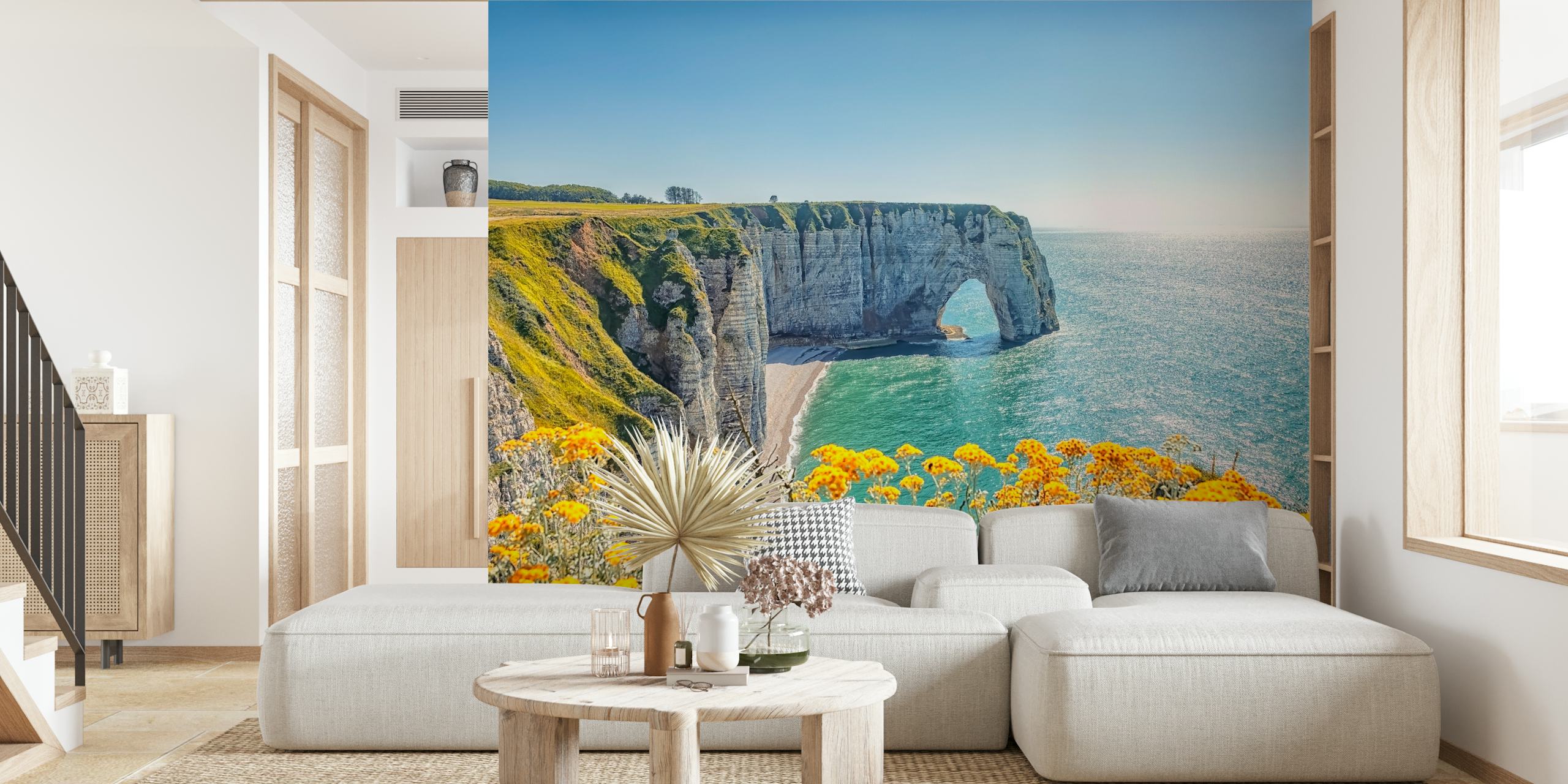 Etretat Cliffs tapet i et stilfuldt rum