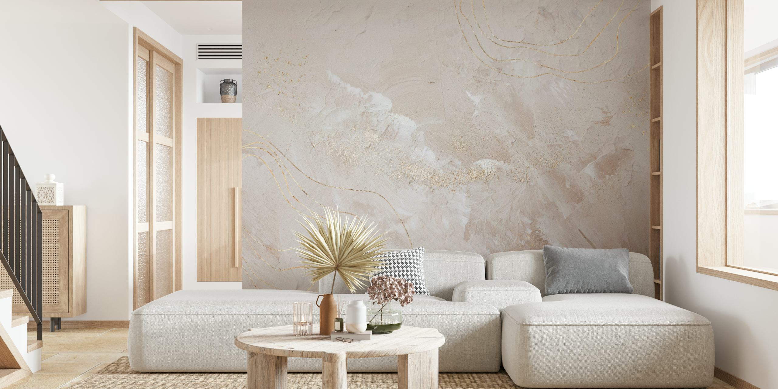 Textured creme and gold abstract wallpaper design