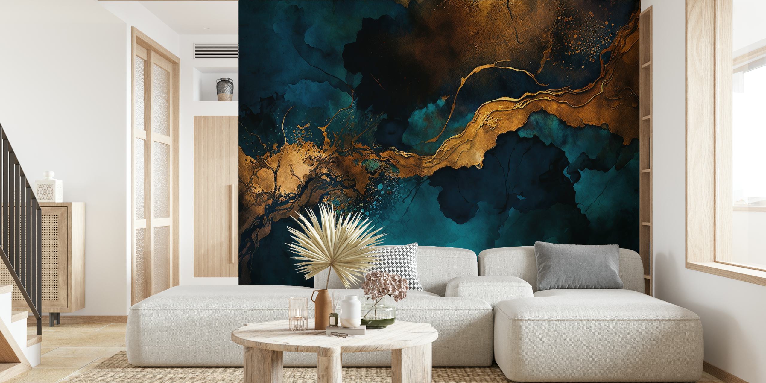 Papel de parede Golden Waves Ocean em um cômodo